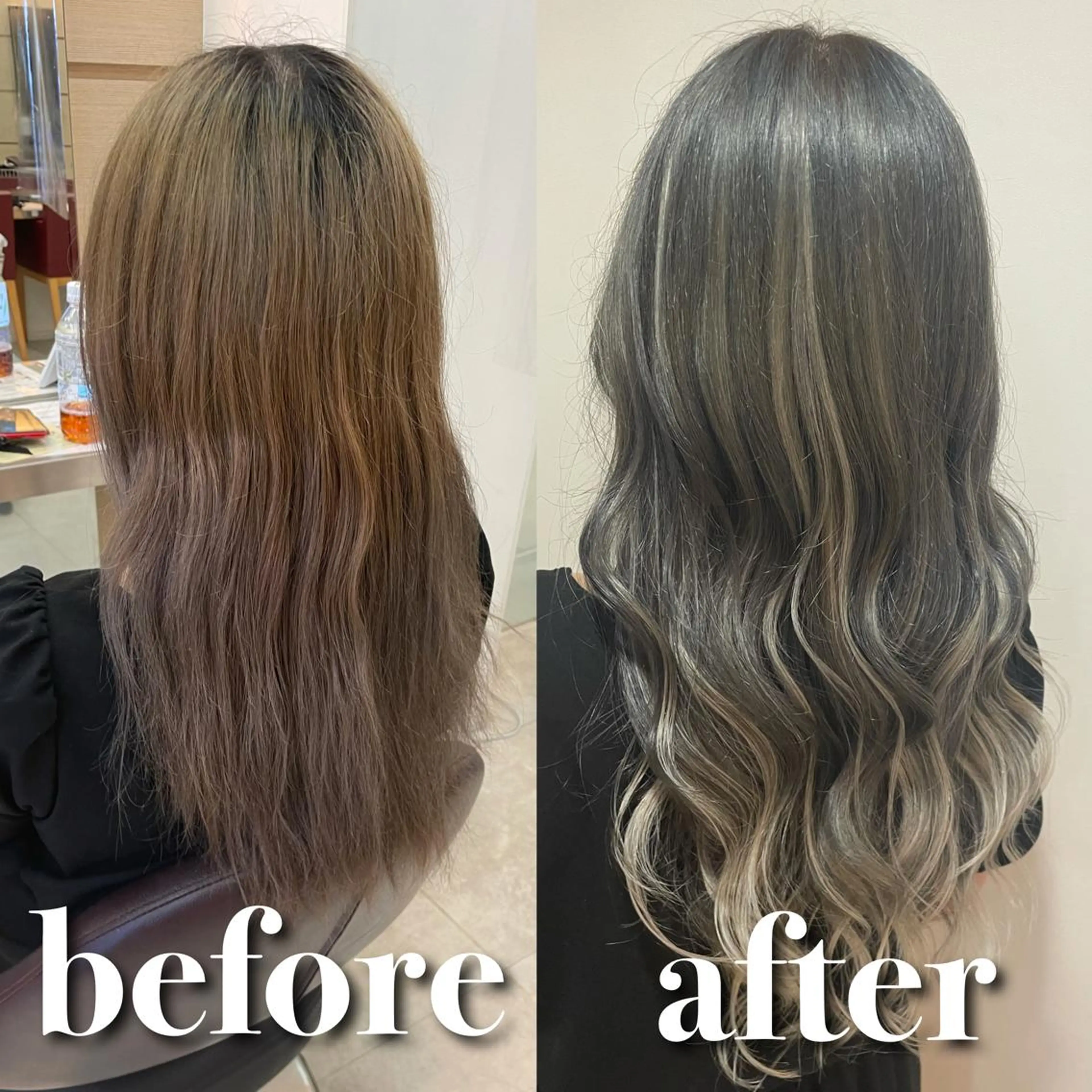 全体カラー+シールエクステで長さ出し＊本数相談メニュー＊1本¥330×40本から🌈エクステ&地毛の馴染ませカット代込みの写真