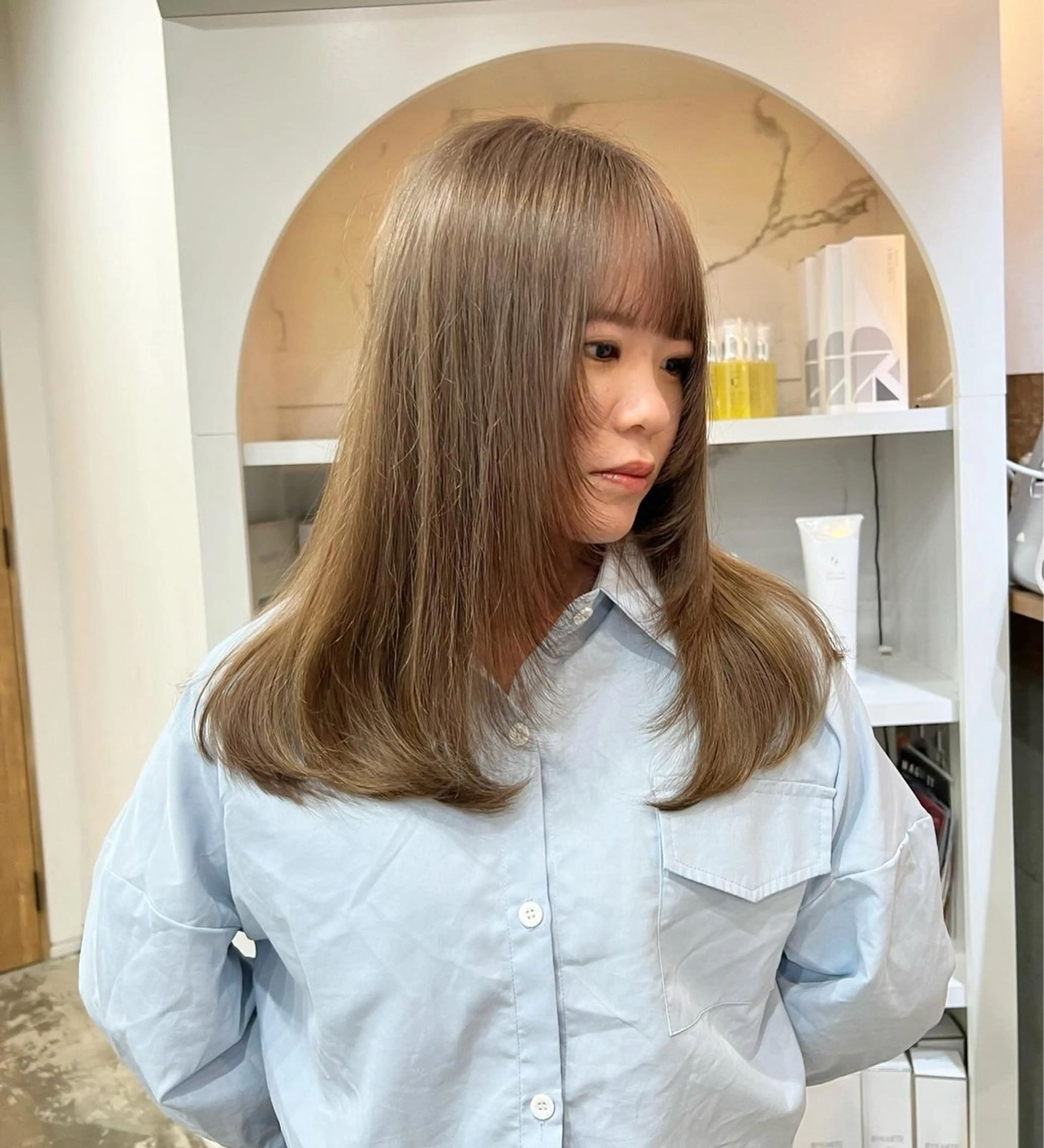 カラー ベージュカラー オリーブベージュ いざわりお /梅田/ブリーチのヘアスタイル