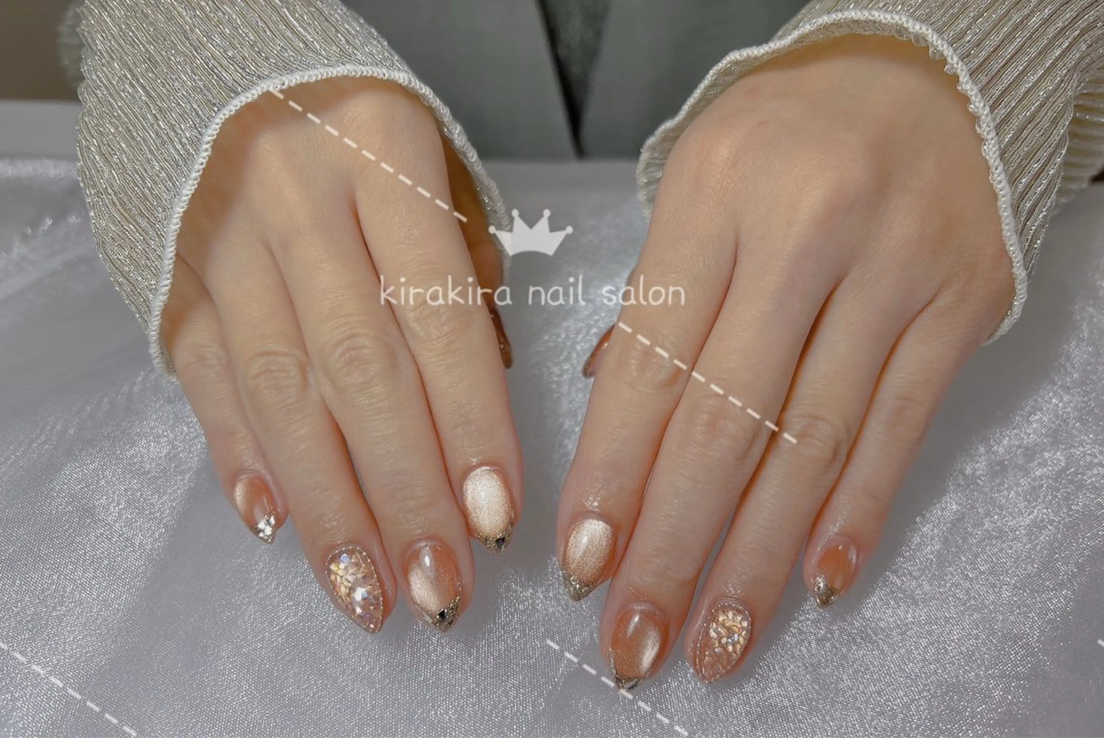 ネイル フレンチネイル ガラスフレンチ マグネットネイル 春ネイル Kirakira Nail salonのネイルデザイン