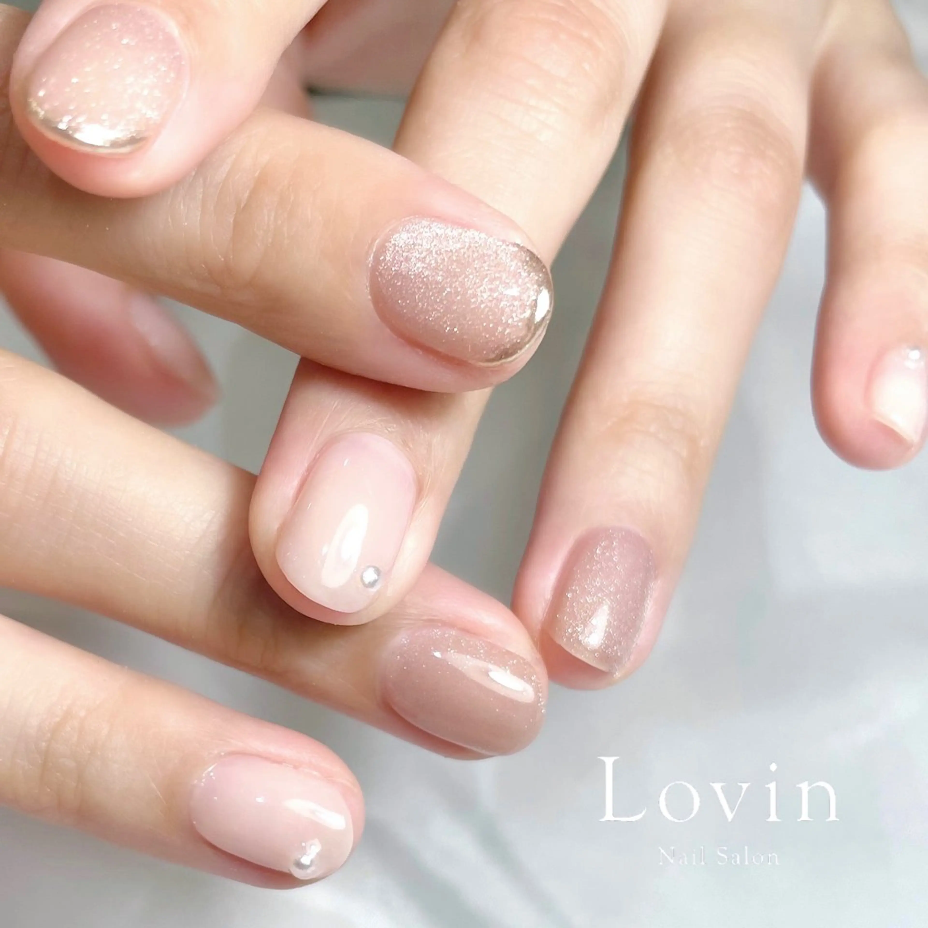 ネイル ジェルネイル マグネットネイル オフィスネイル パラジェル パラジェル認定サロンk-two nail所属・Azegami Minaのネイルデザイン