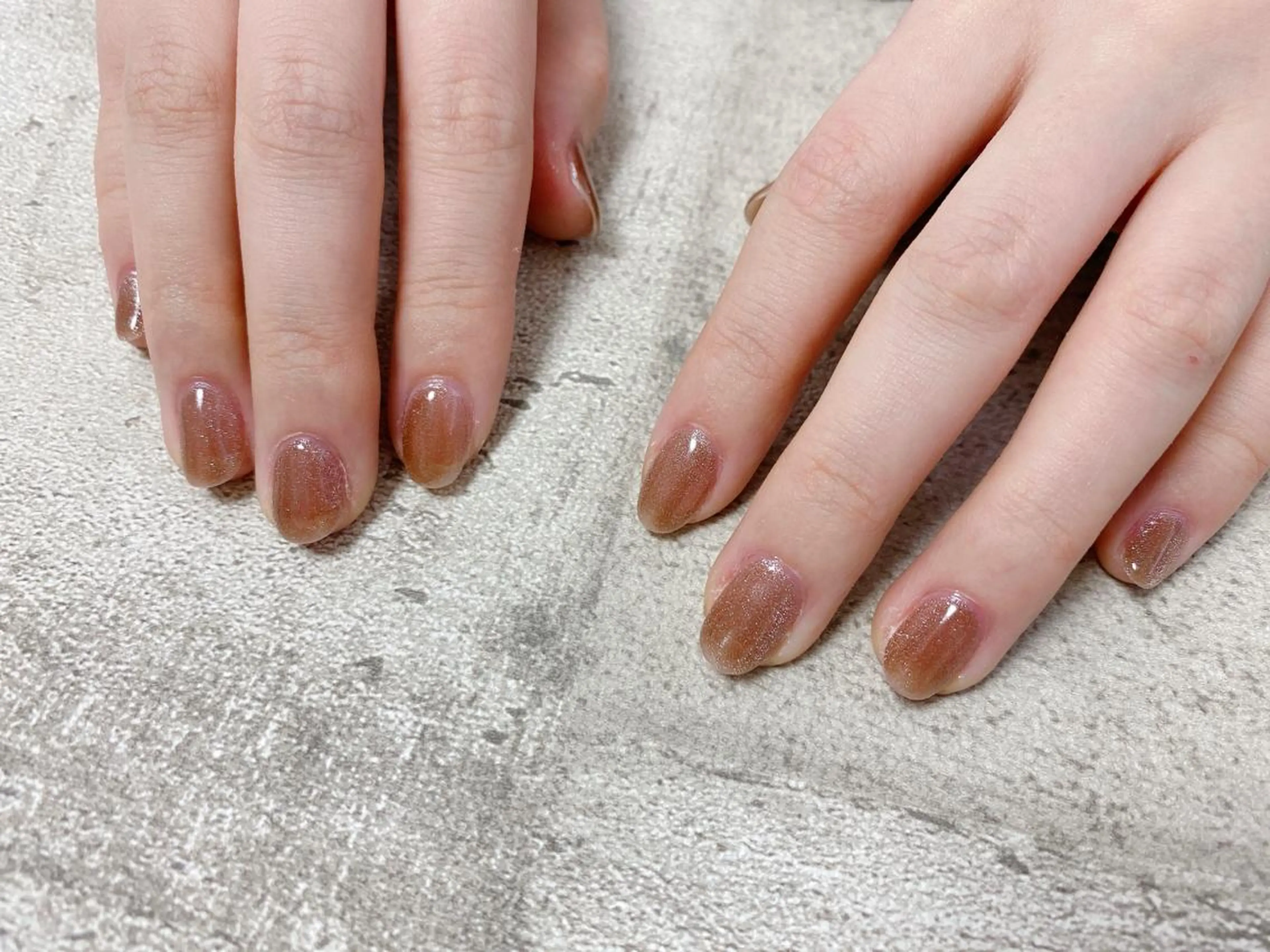 ネイル マグネットネイル ピンク ピンクベージュ ハンドネイル Mogu nail 二子玉川のネイルデザイン