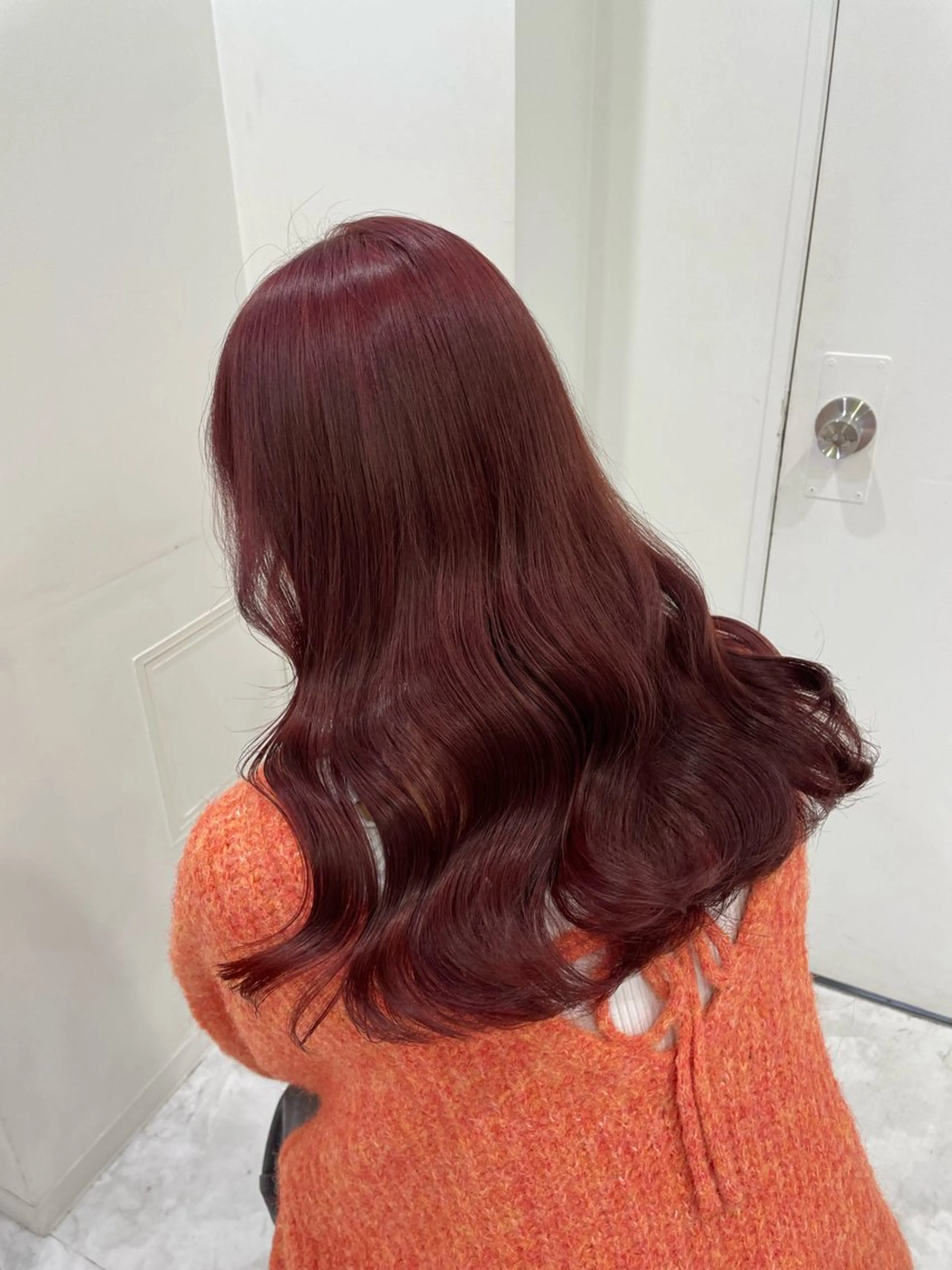 セミロング カラー ヘアアレンジ ケアカラー 中韓🇰🇷暖色/ ワインレッド/らいるのヘアスタイル