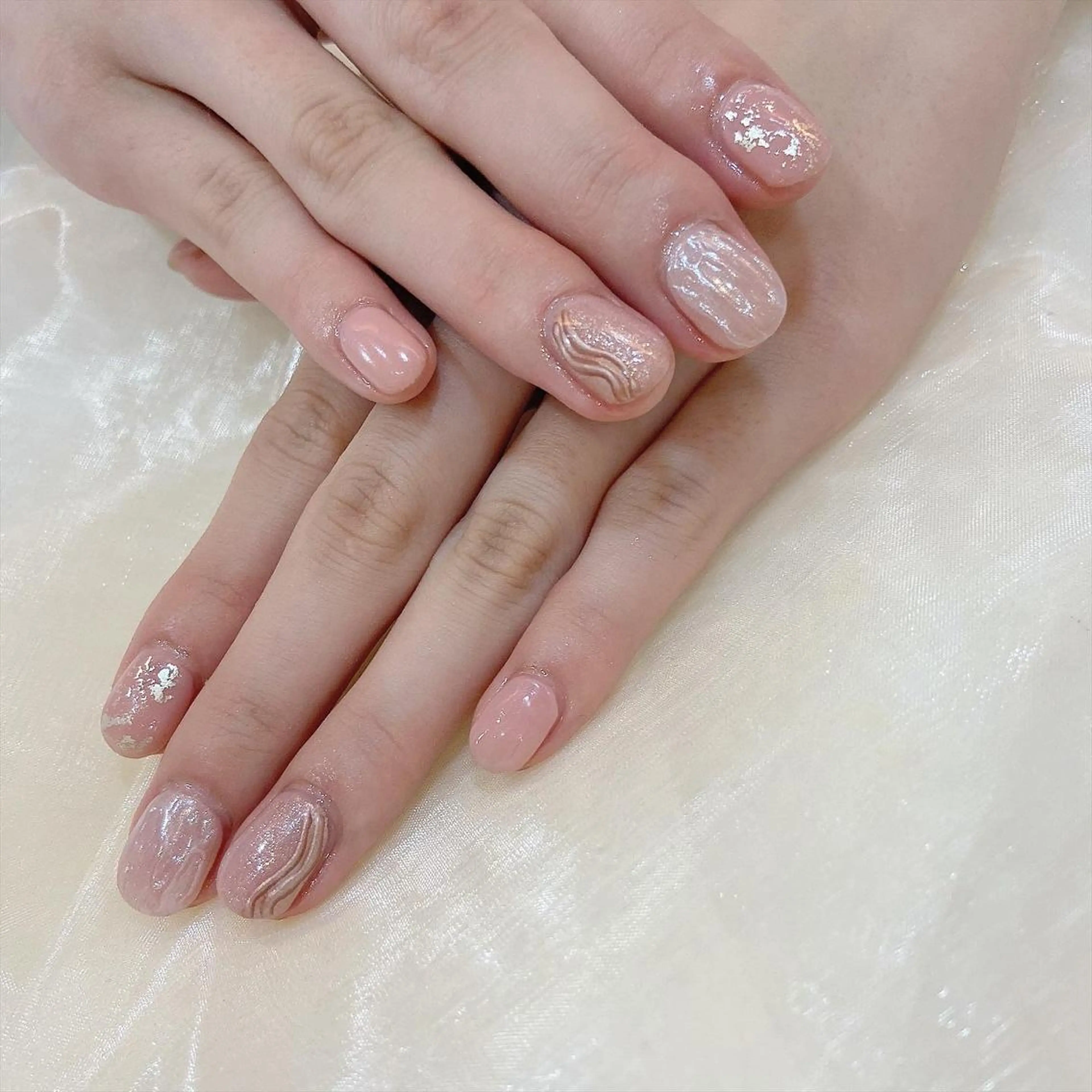 ネイル オフィスネイル ピンク ピンクベージュ 𝕄𝕚𝕪𝕦🤍 自由が丘⌇パラジェルのネイルデザイン