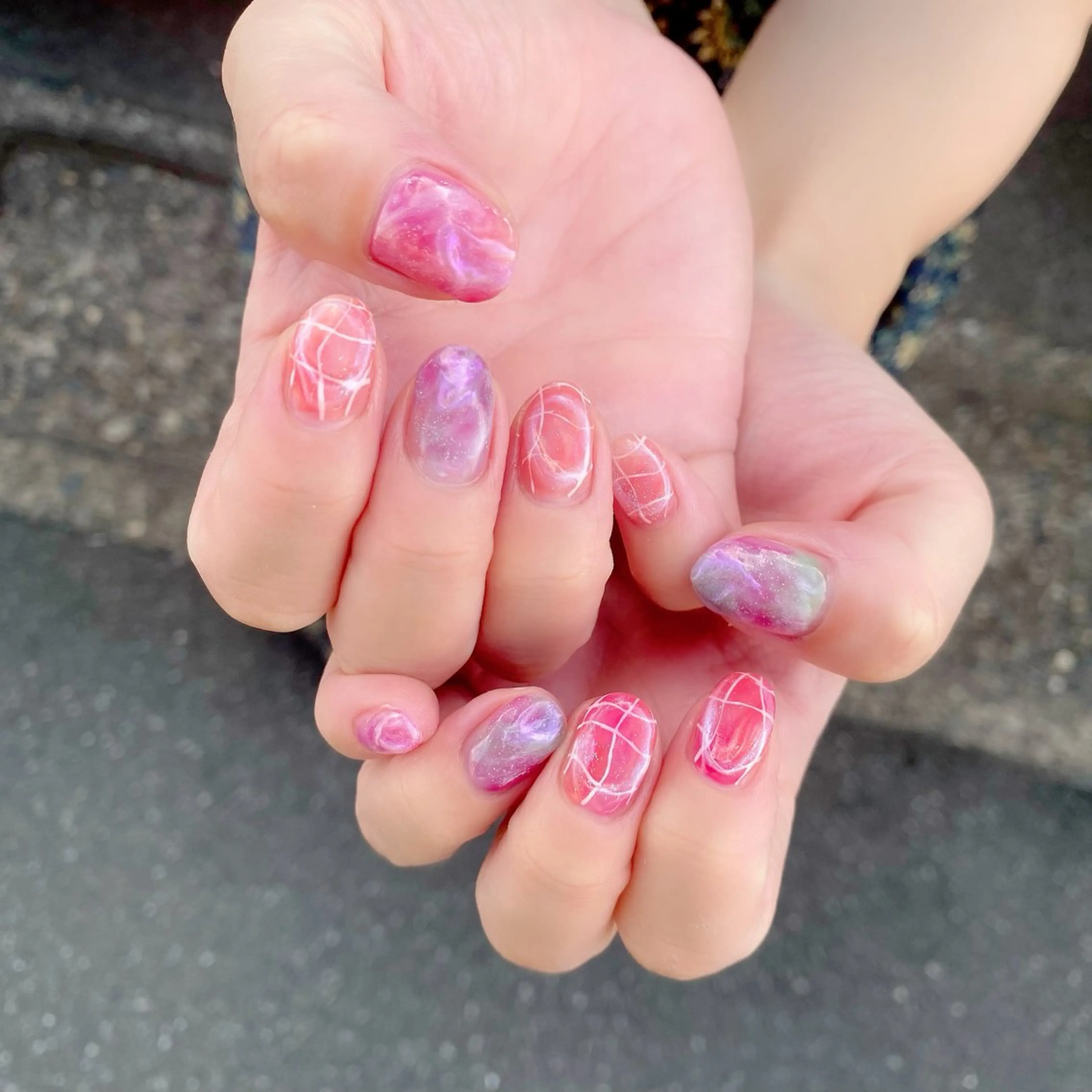 ネイル オーロラネイル ニュアンスネイル ぷっくりネイル 夏ネイル ハンドネイル Salon Kのネイルデザイン