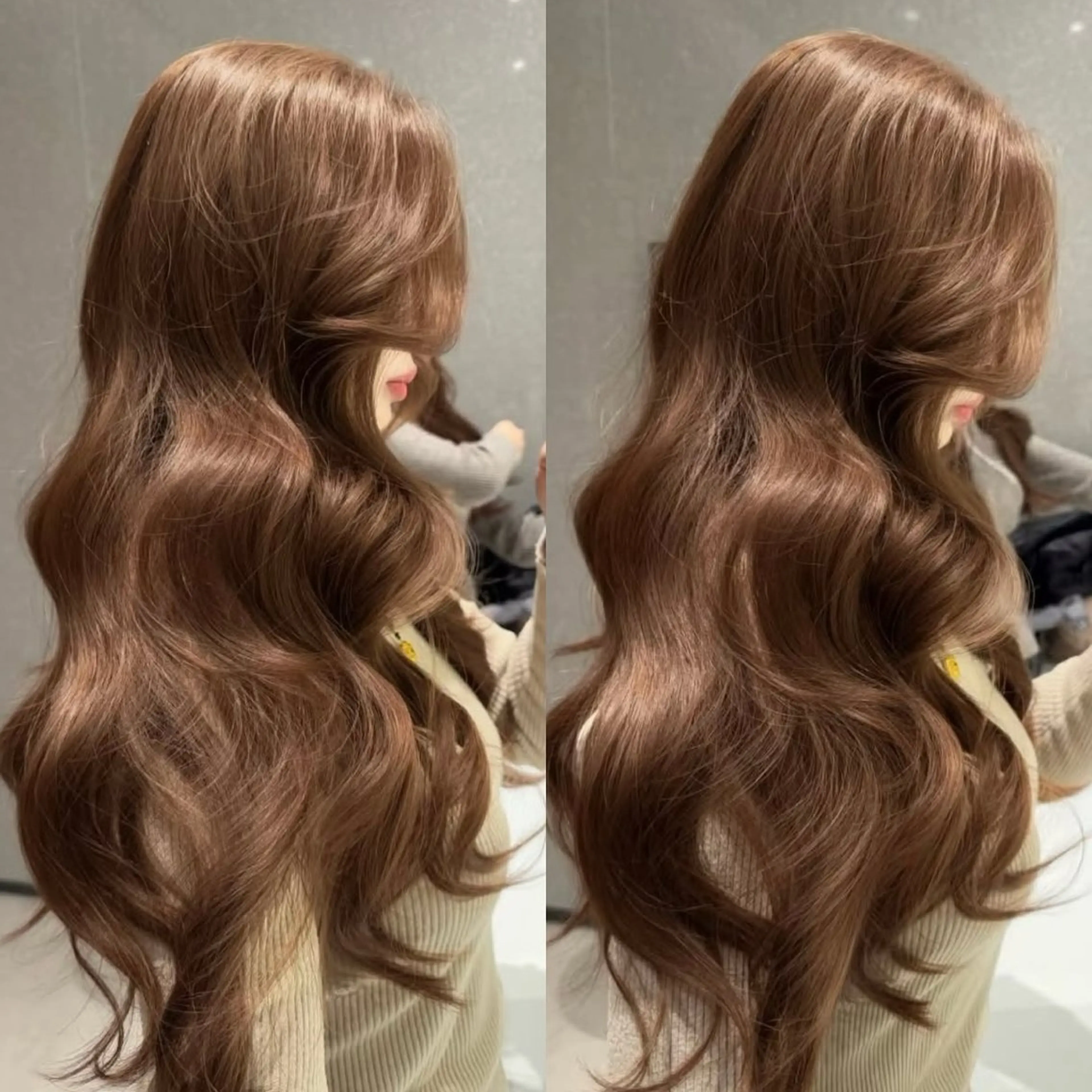 セミロング カラー ブリーチ ブラウンカラー ケアカラー モテ韓国ヘア/ レイヤー🤍RIKAのヘアスタイル