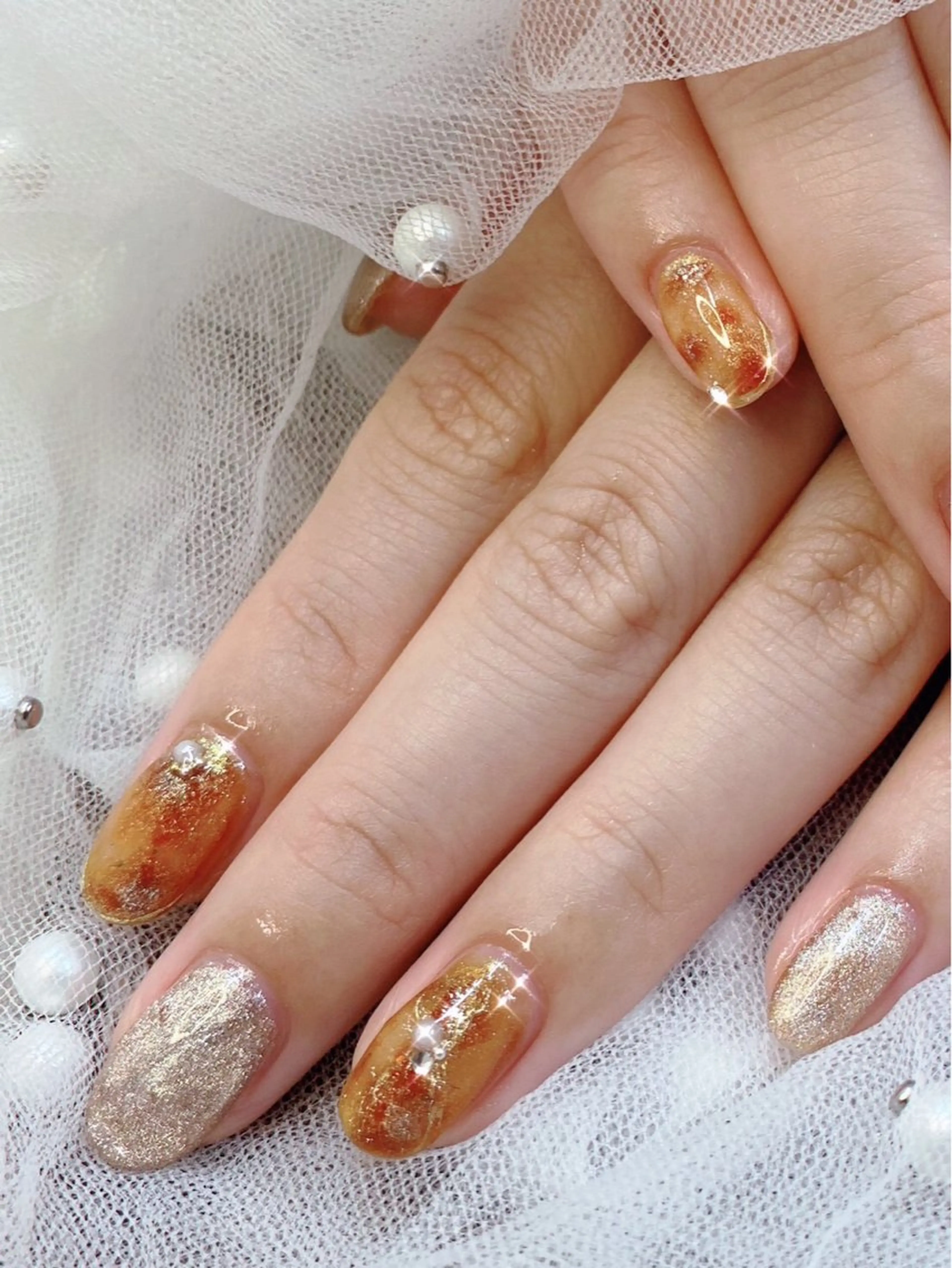 ネイル フットネイル ゴールド マグネットネイル ミラーネイル 持ち込み ハンドネイル ハンドケア 大門浜松町 ネイルのネイルデザイン