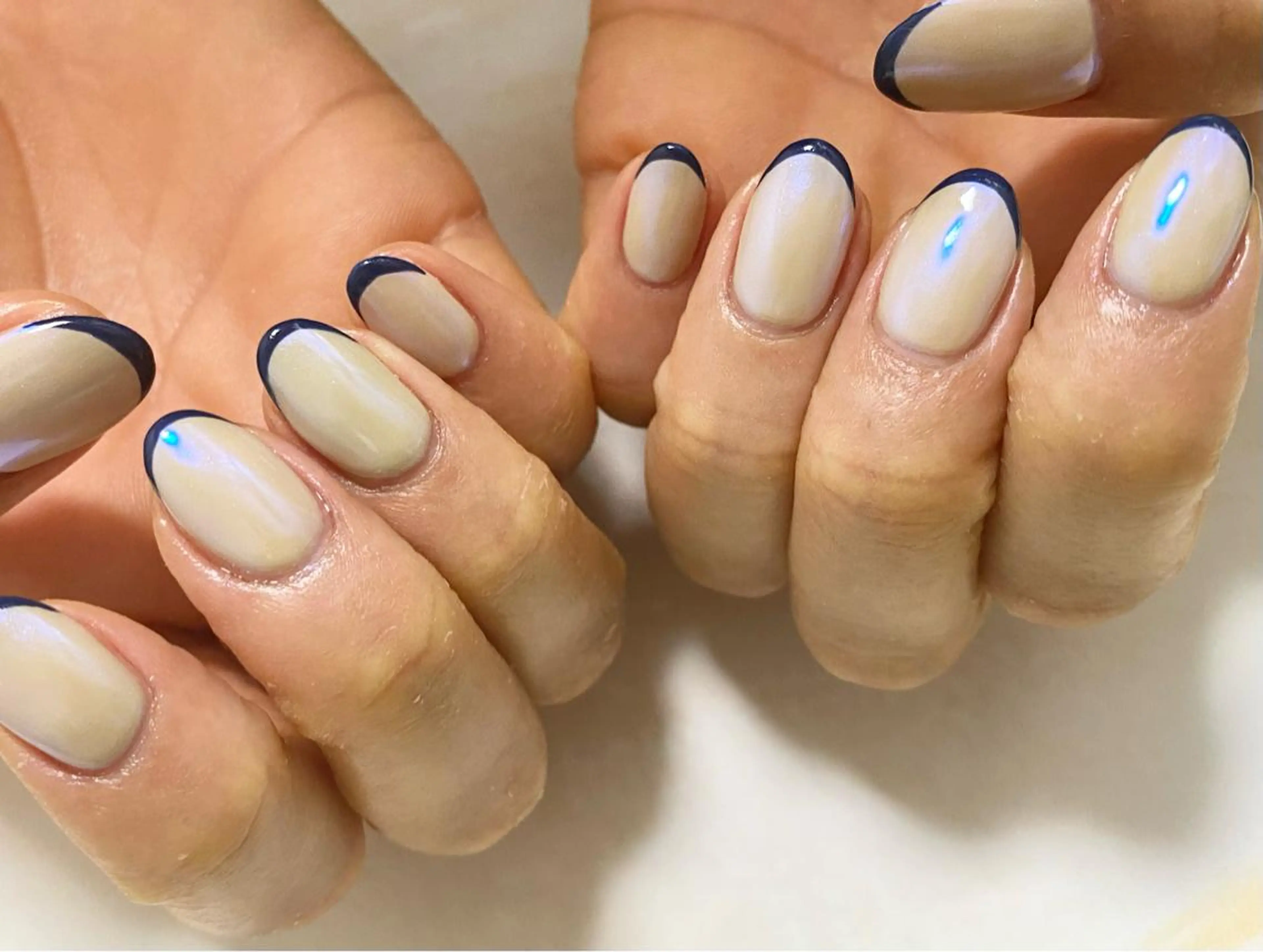 ネイル オーロラネイル フレンチネイル 持ち込み N.design mineのネイルデザイン