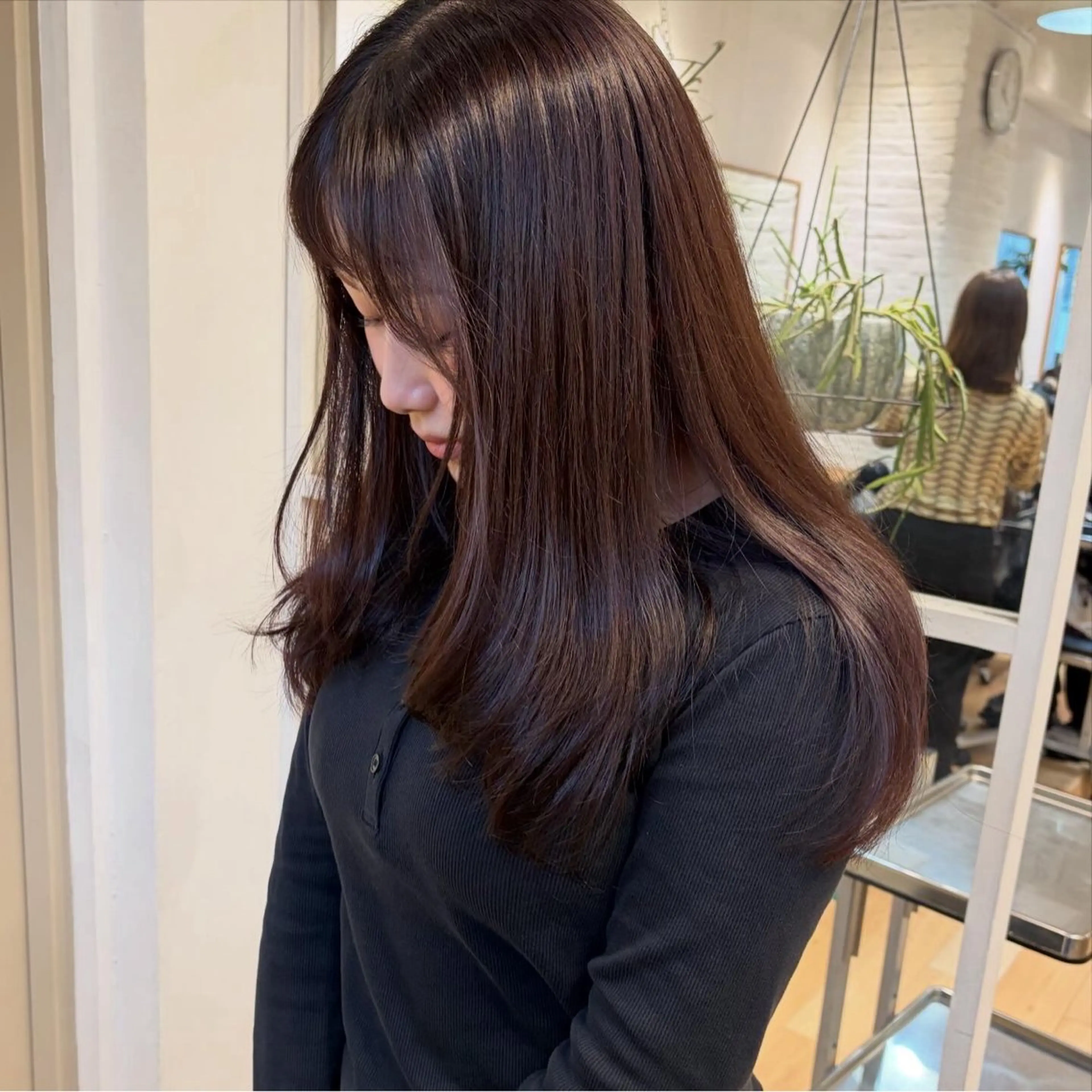 セミロング カラー ブラウンカラー 透明感カラー くすみブラウン レイヤーカット 縮毛矯正 ヘアカラー トリートメント 艶ストレート/縮毛 カラー🎀♡mariのヘアスタイル