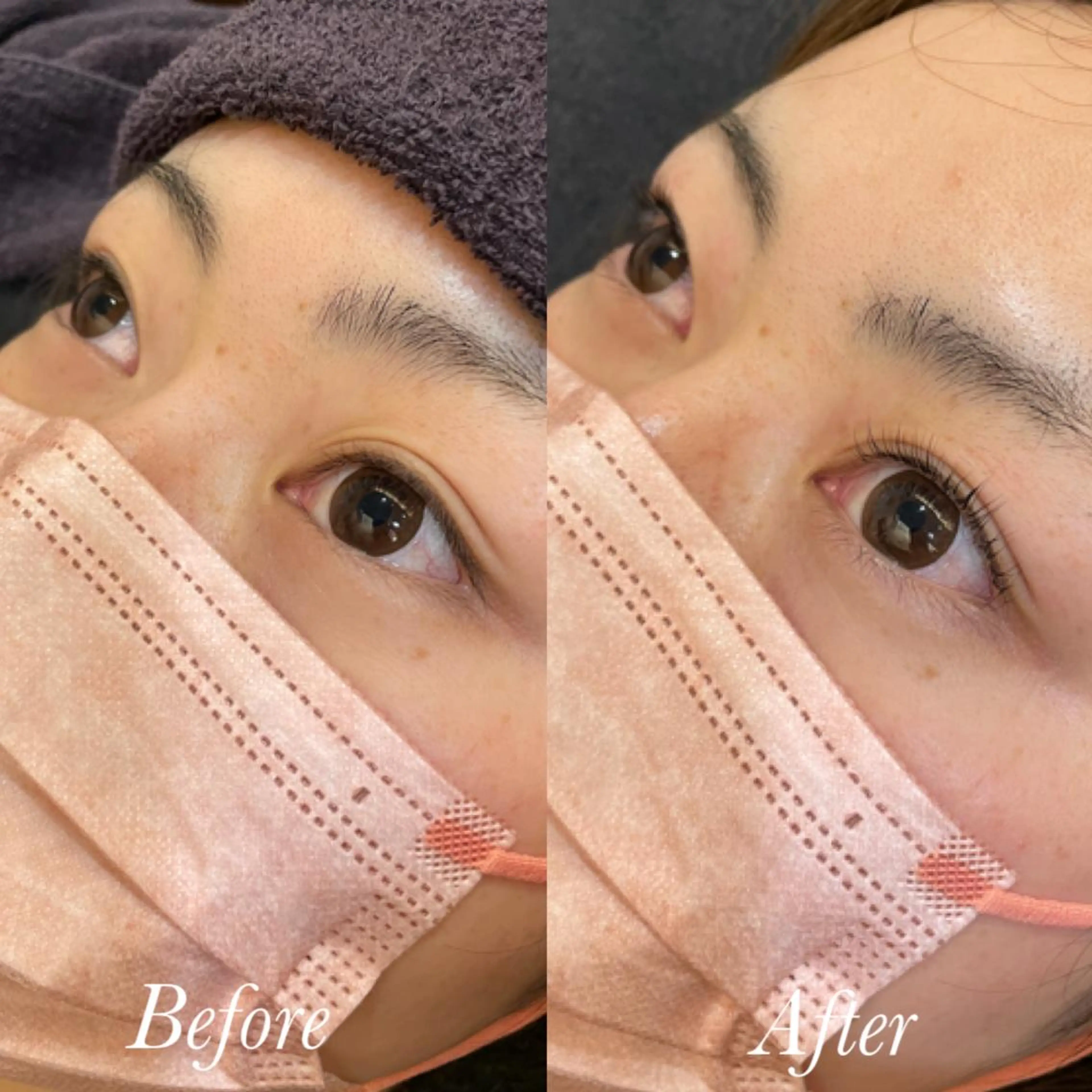 マツエク・マツパ パリジェンヌラッシュリフト aya/小顔レイヤー /柔らかカラーのヘアスタイル