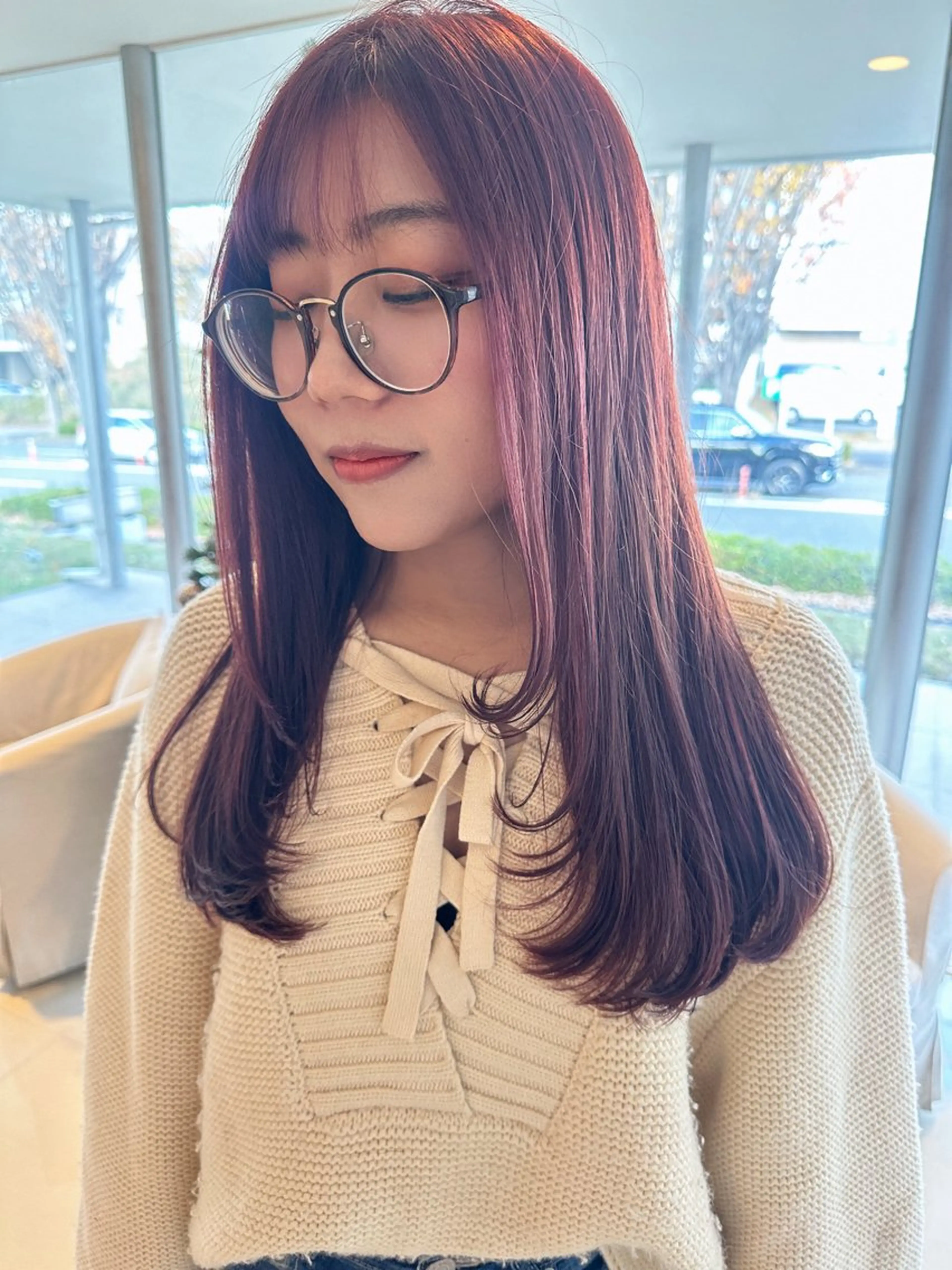 ロング 顔まわりレイヤー 顔周りカット レイヤーカット 横山 美由紀のヘアスタイル