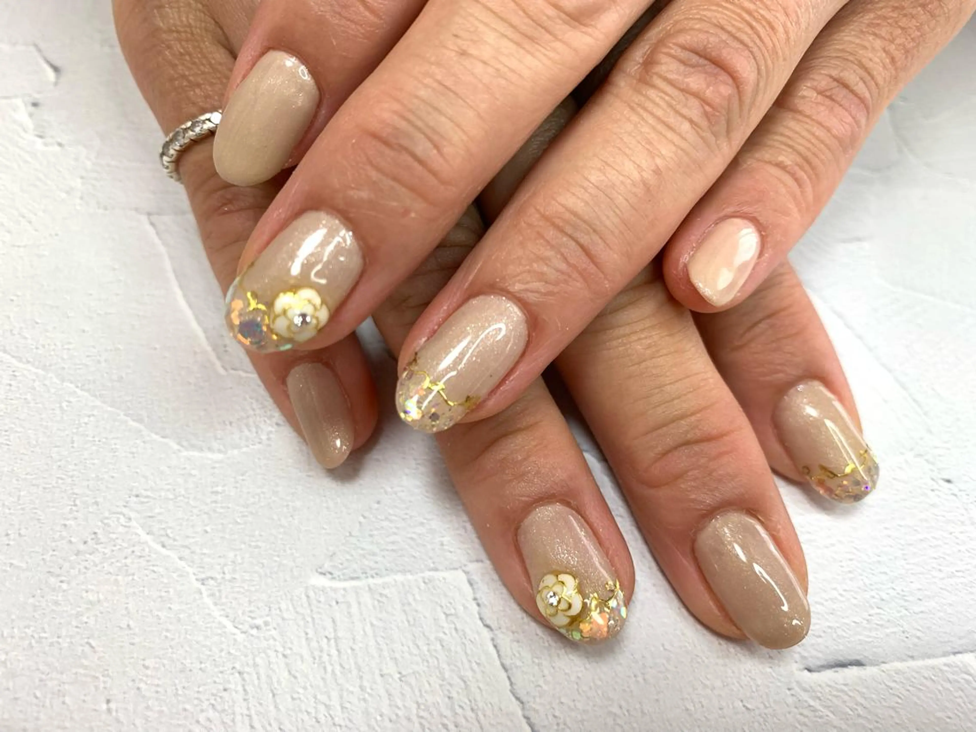 ネイル オーロラネイル フラワーネイル ミラーネイル noheanail YONEDAのネイルデザイン