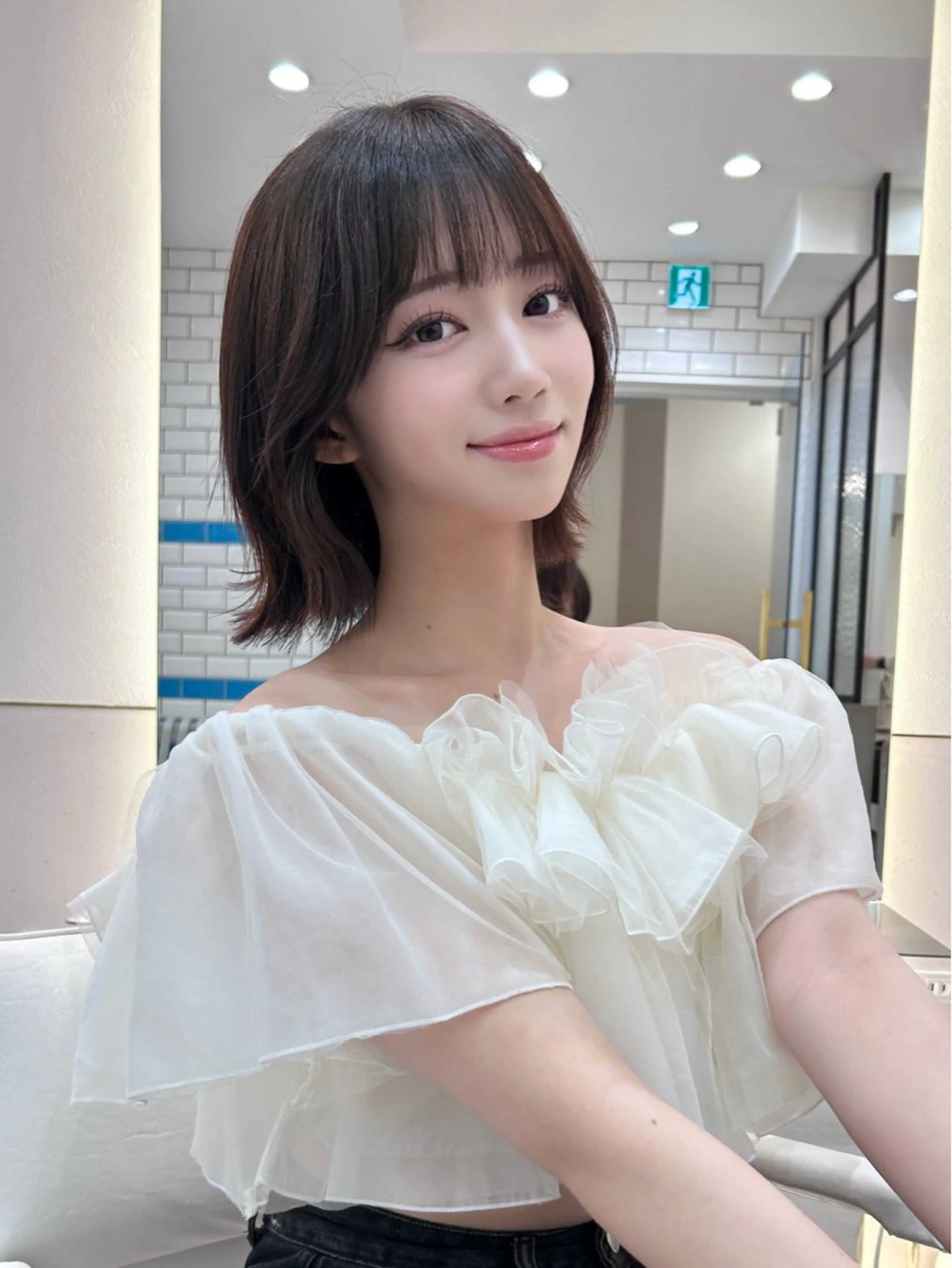 ショート ボブ 顔周りカット 韓国風ヘア 外ハネヘア カット トリートメント ボブ/レイヤーボブ/ 髪質改善/梶川 夏季のヘアスタイル