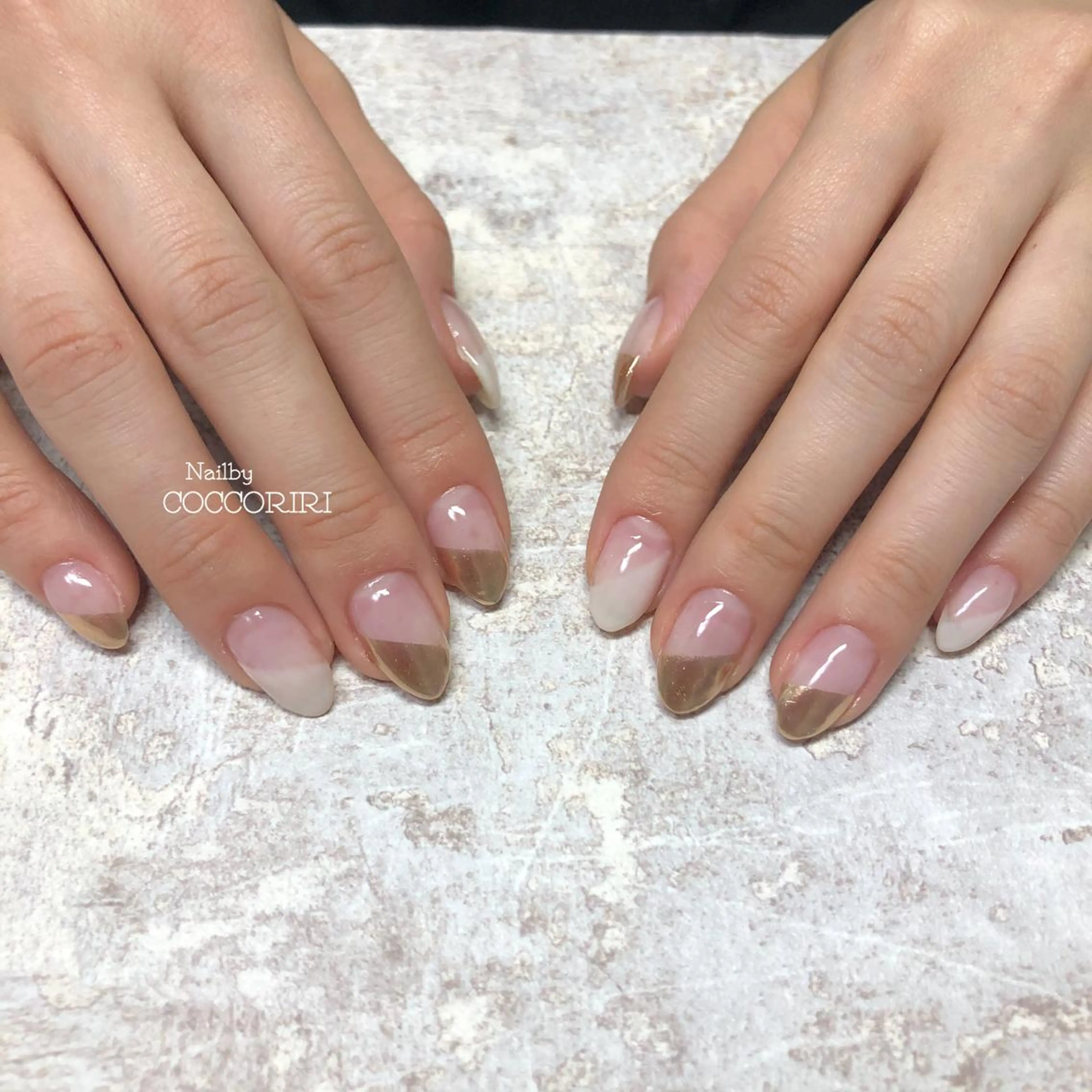 ネイル フレンチネイル 斜めフレンチ ensowa✱laf NAILのネイルデザイン