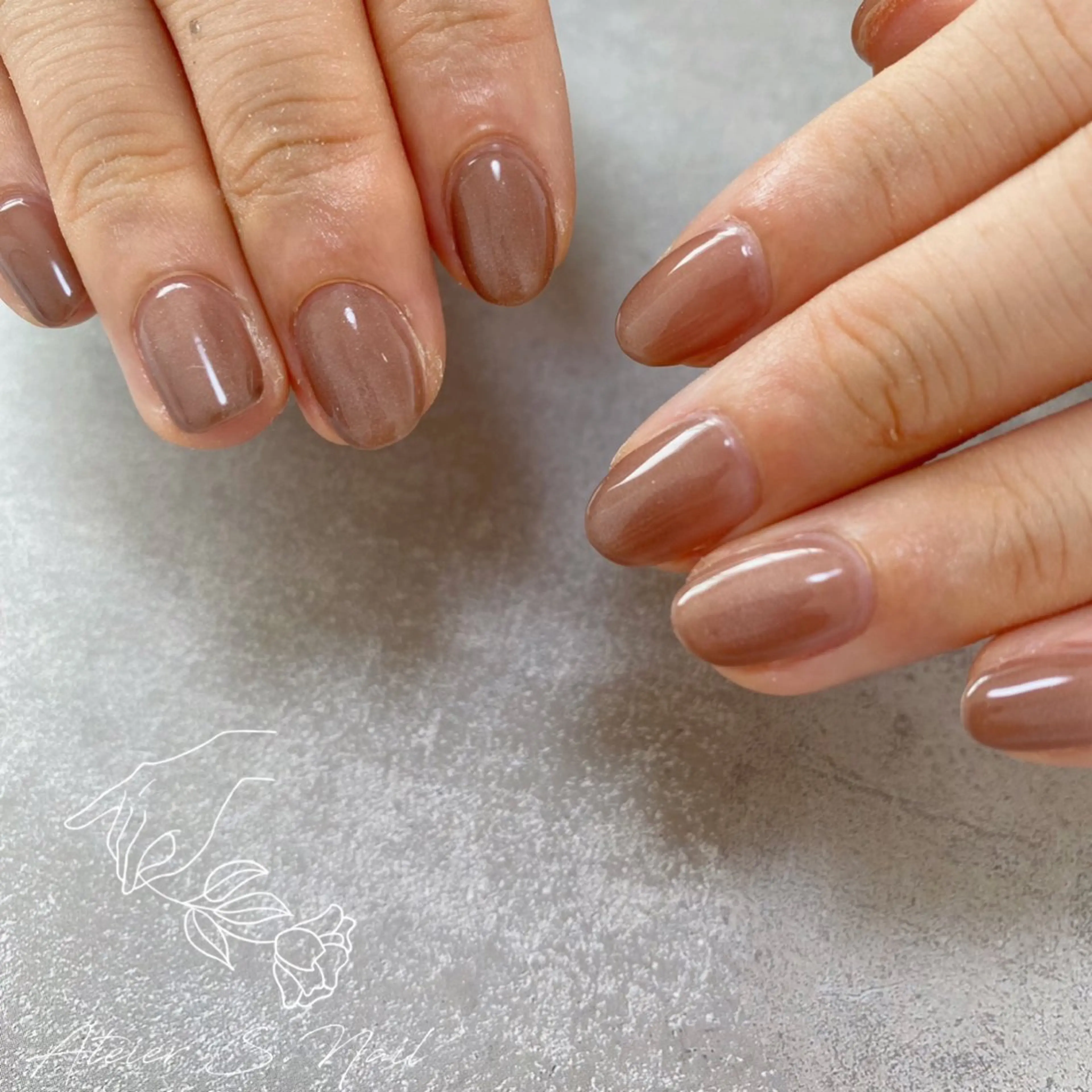 ネイル ブラウン マグネットネイル Atelier S.nailのネイルデザイン