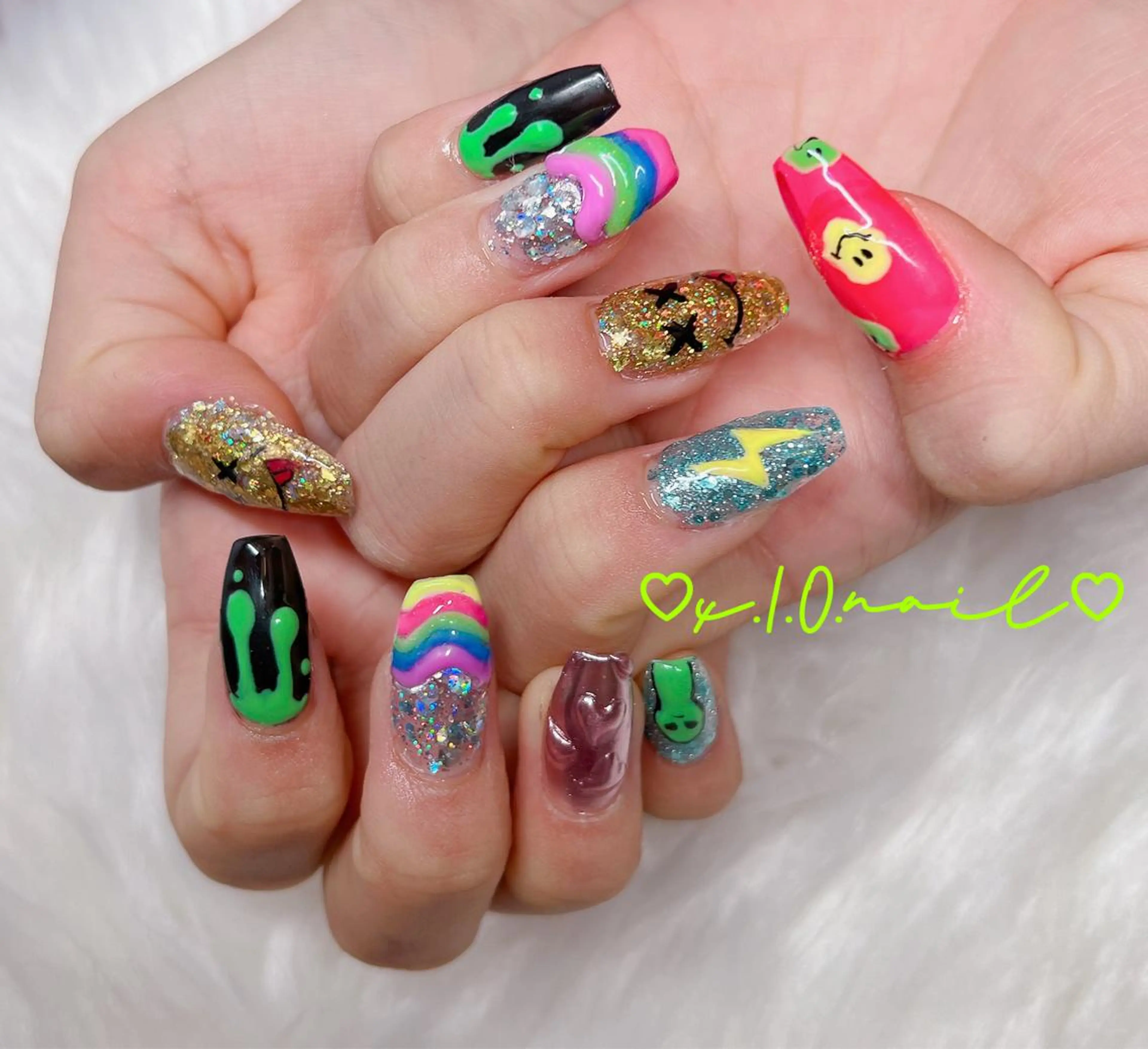 キッズ ネイル アニマル柄 アートネイル ニュアンスネイル ネイルチップ ハンドネイル x.1.0.nail ♡Cのネイルデザイン