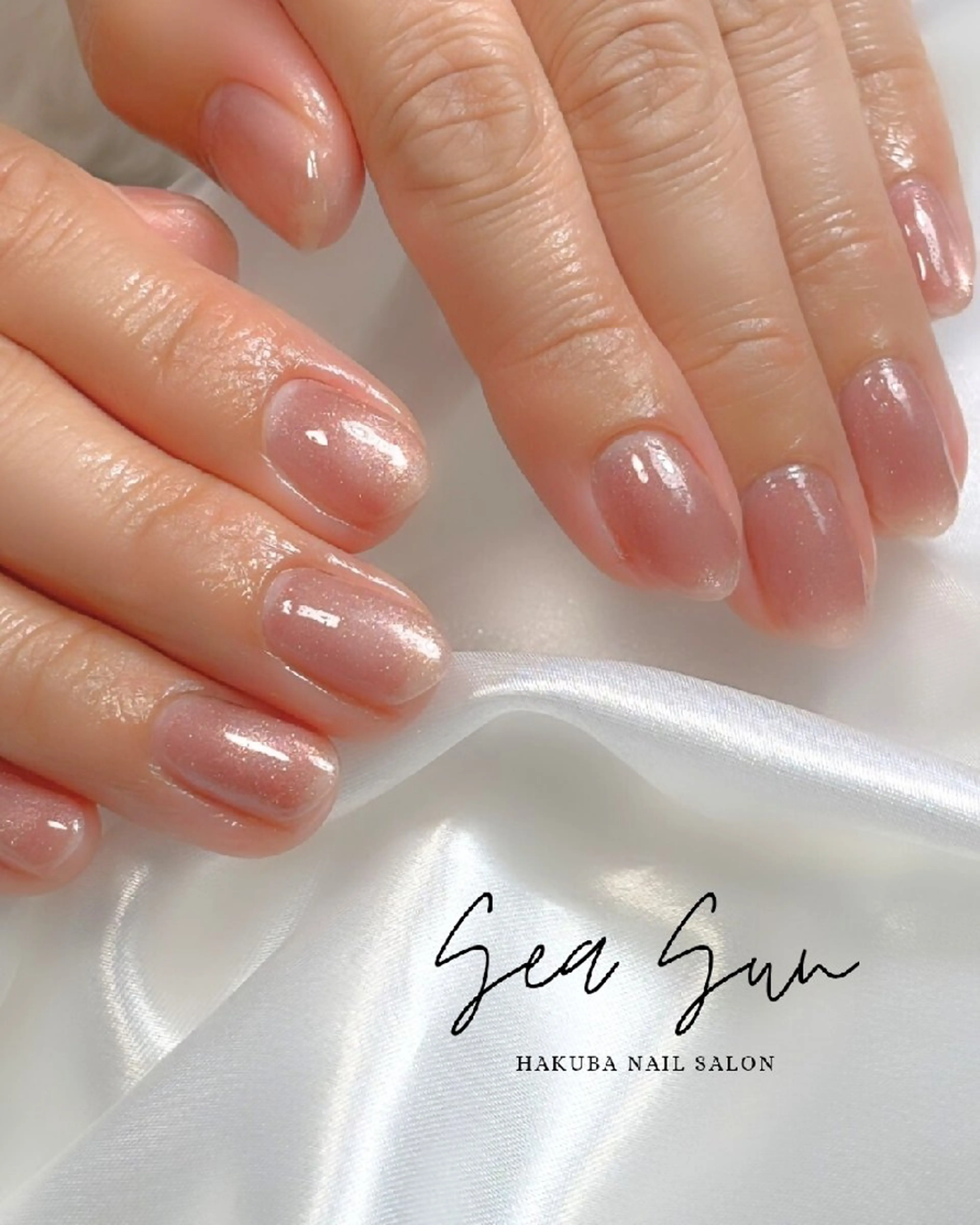 ネイル マグネットネイル ピンク ハンドネイル 白馬ネイルサロン （しーさん）のネイルデザイン