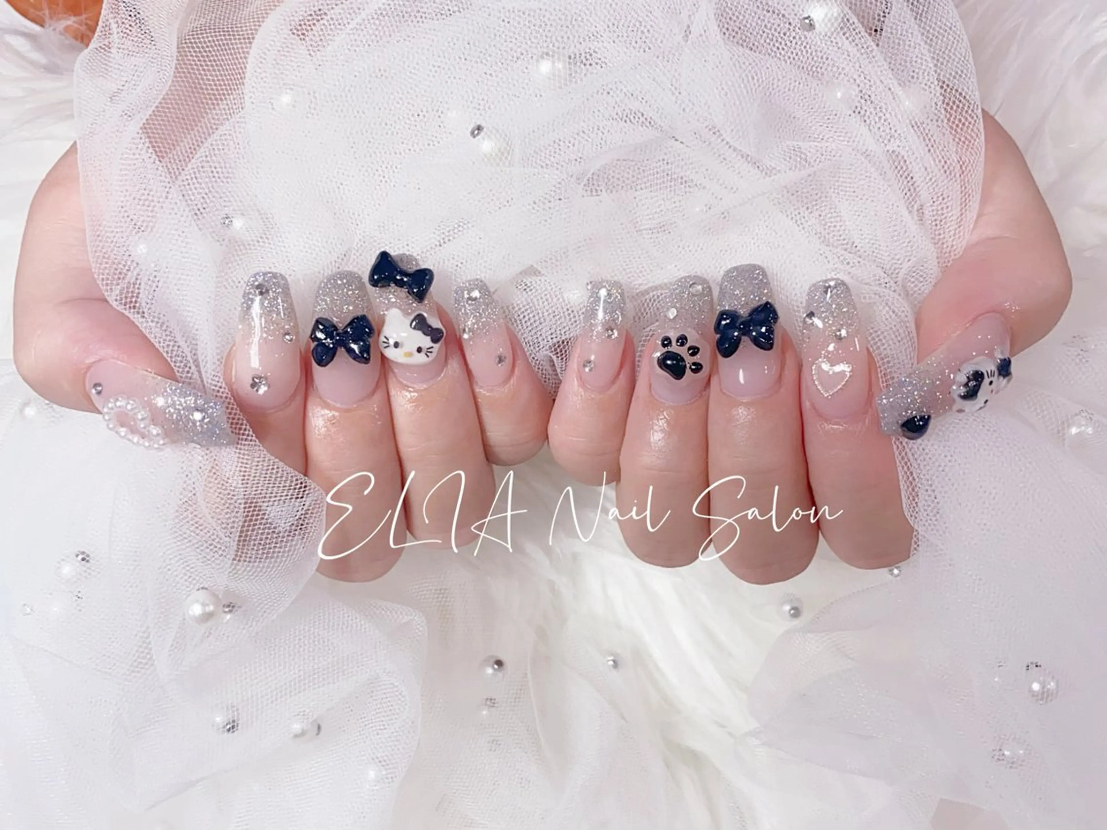 ネイル チークネイル 長さ出し グラデーション ラメ(グリッター) ラメグラデーション cici nailのネイルデザイン