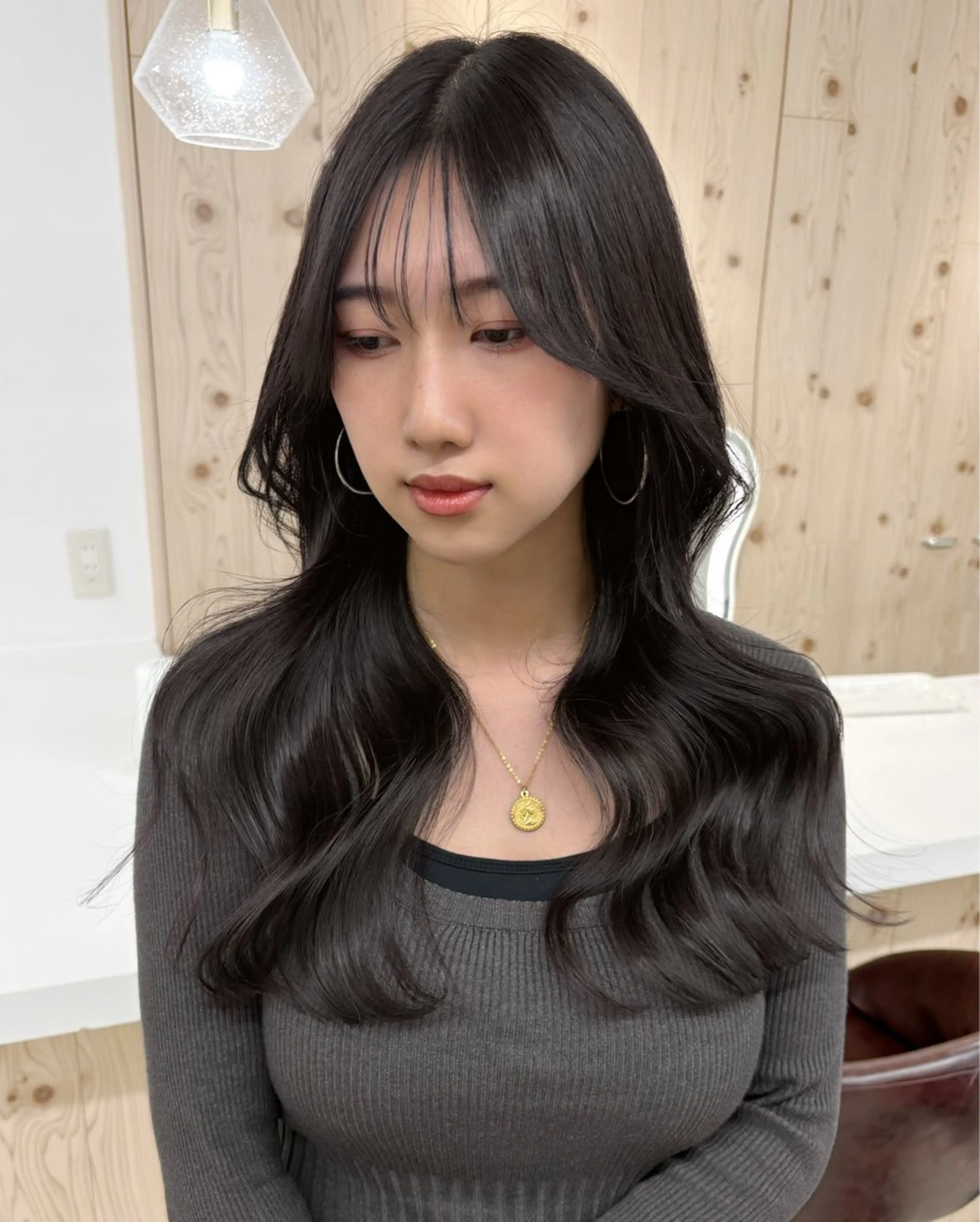 セミロング カラー カット ヘアカラー トリートメント ヘアセット 新宿/韓国ヘア/ 髪質改善ストレートのヘアスタイル