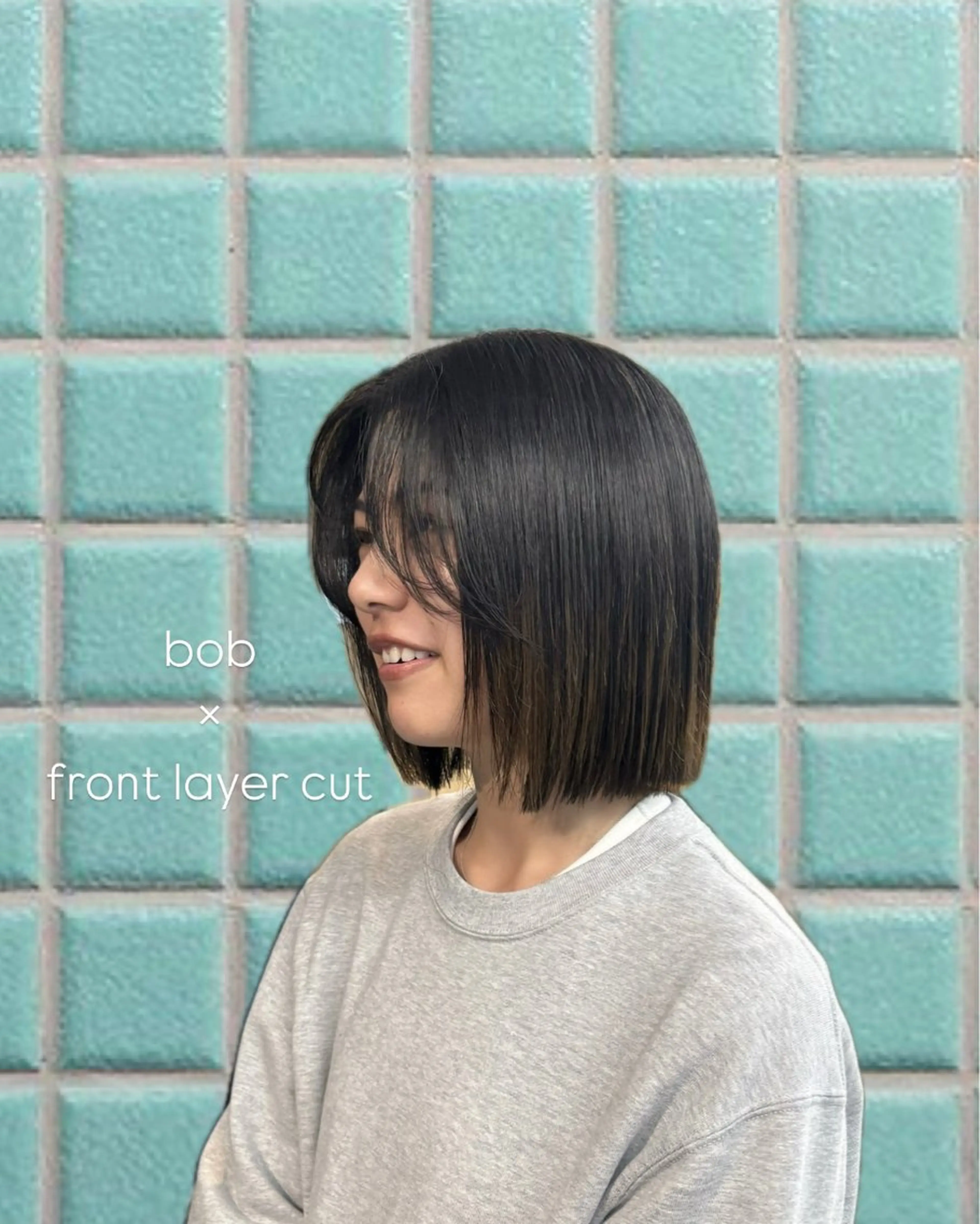 ミディアム カット ヘアカラー トリートメント INORI /フェイスレイヤーのヘアスタイル