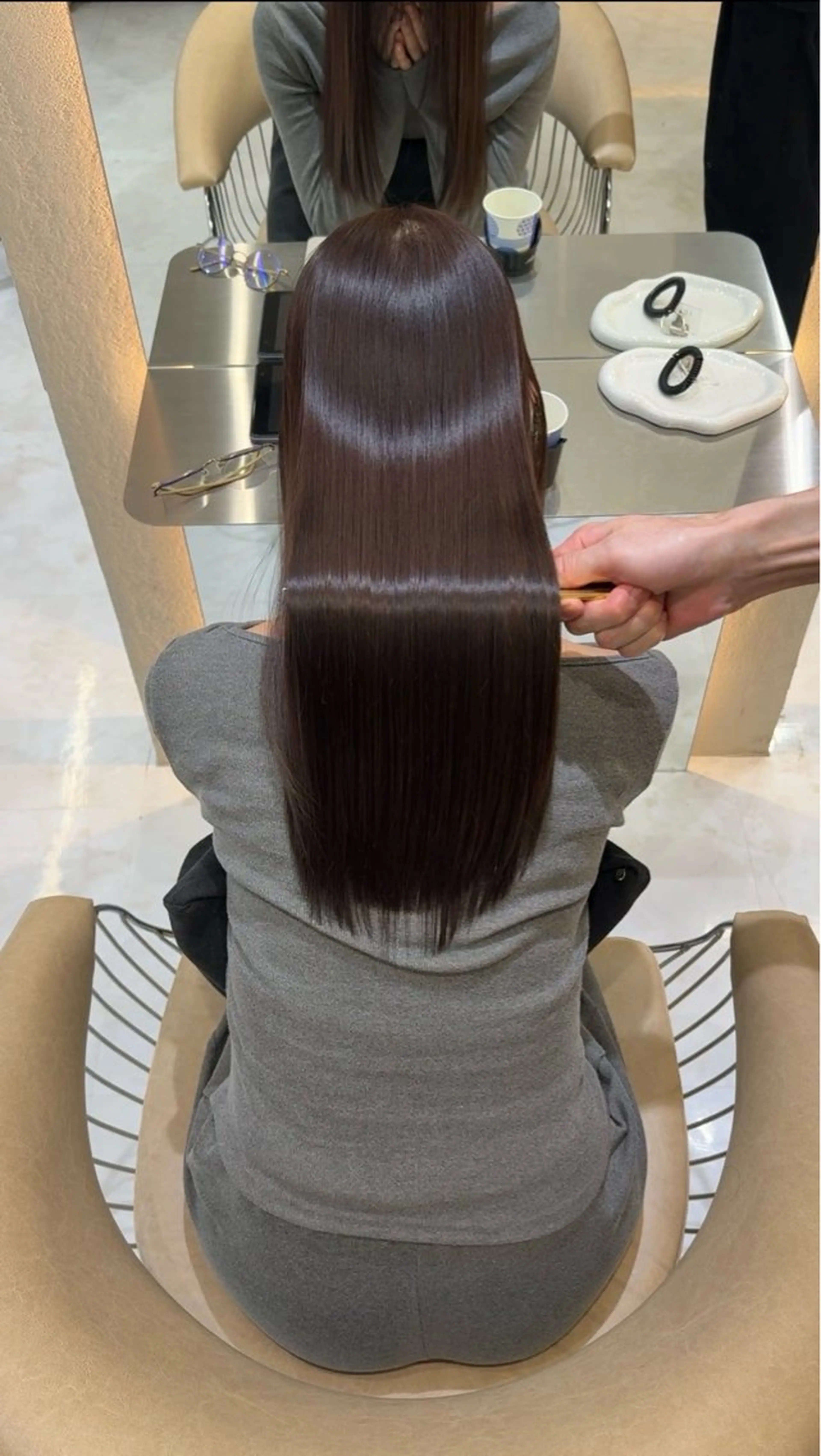 セミロング 髪質改善 トリートメント ヘアカラー トリートメント 銀座/髪質改善カラー 酸性ストレート🍎のヘアスタイル