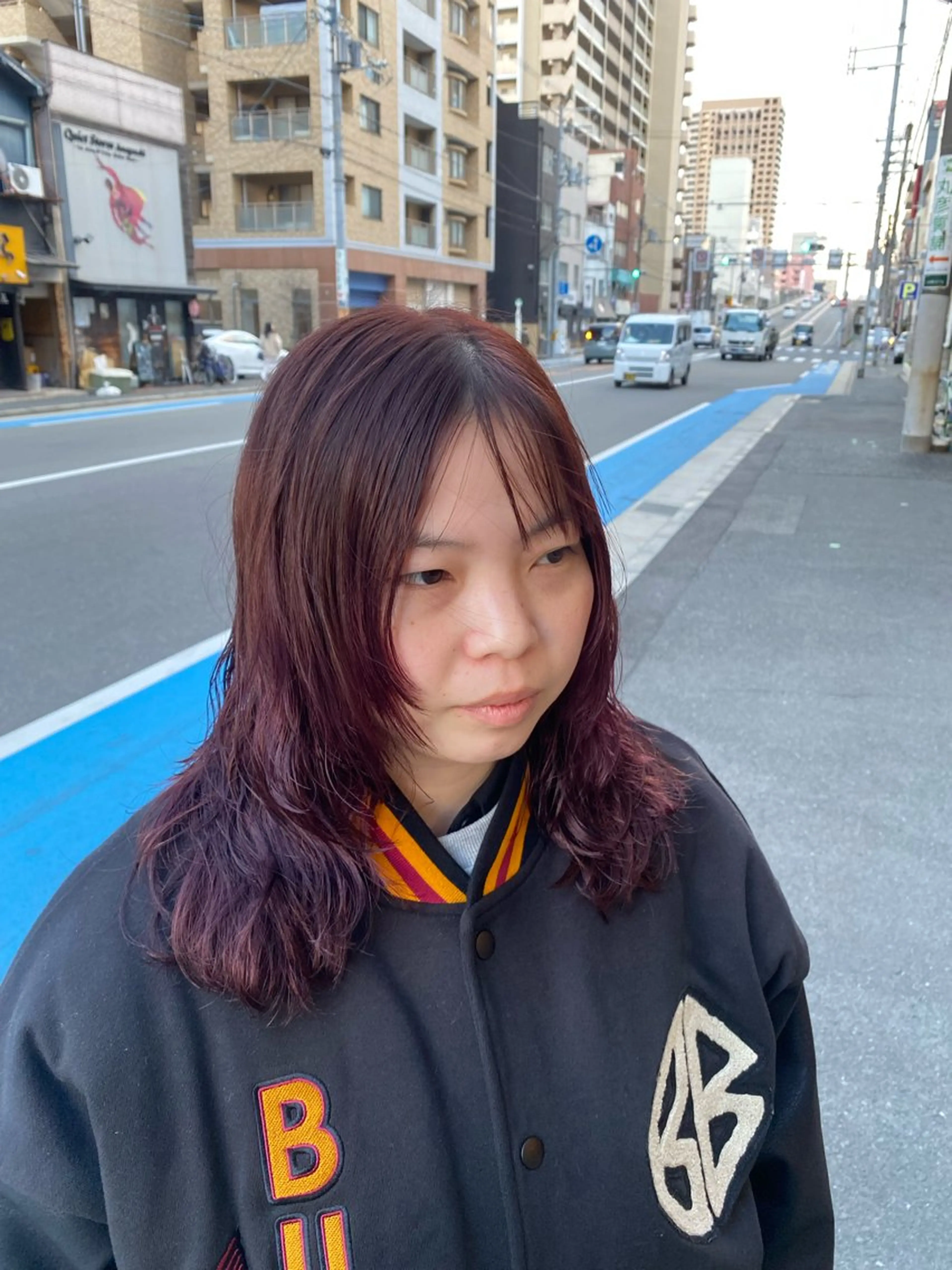 セミロング カラー パーマ セミロングパーマ レイヤーカット カット ヘアカラー 縮毛矯正とレイヤー カット/杉村凜汰郎のヘアスタイル