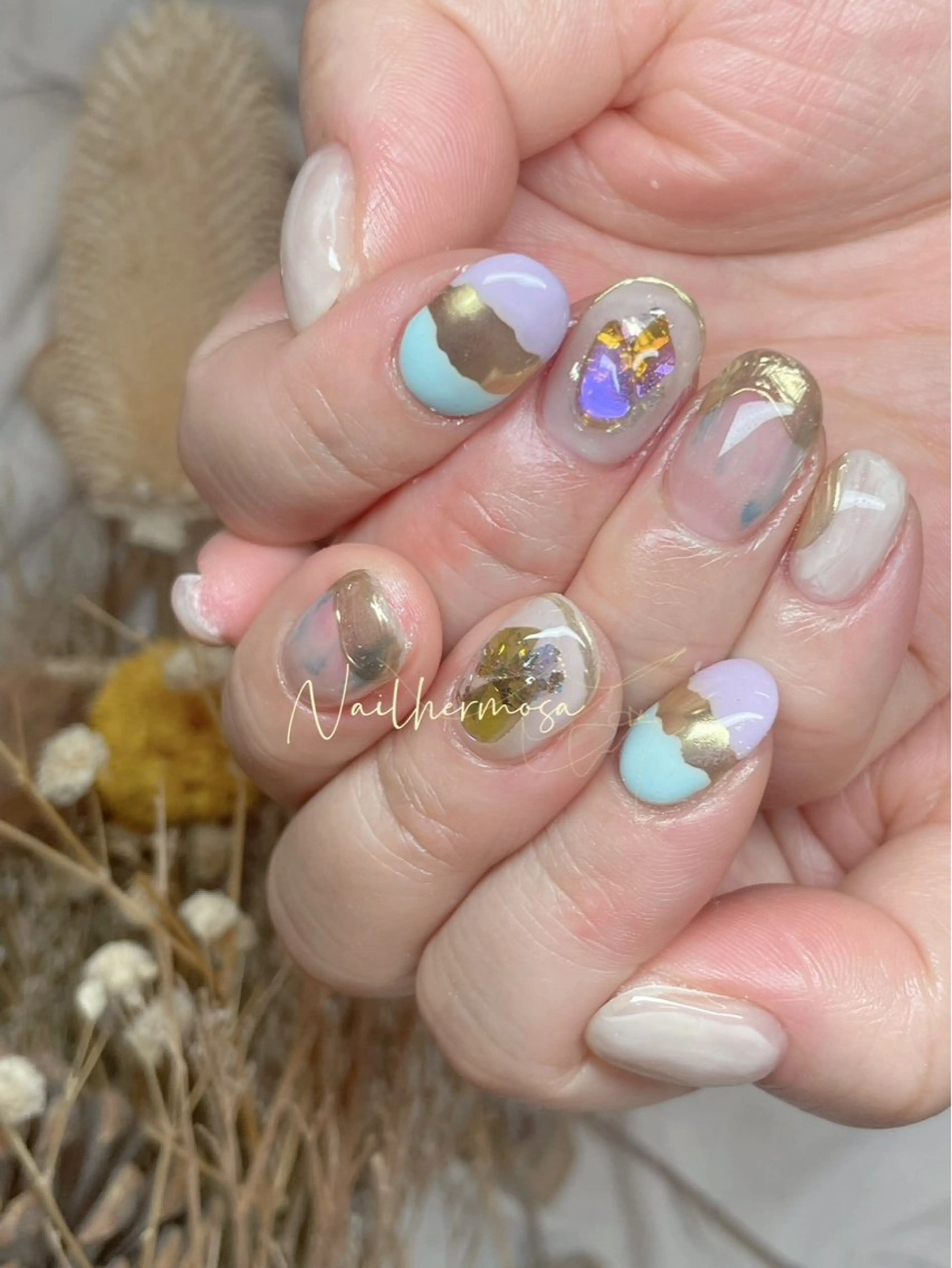 ネイル 長さ出し フラッシュネイル フットネイル ジェルネイル マグネットネイル ハンドネイル エルモサ YURIKAのネイルデザイン