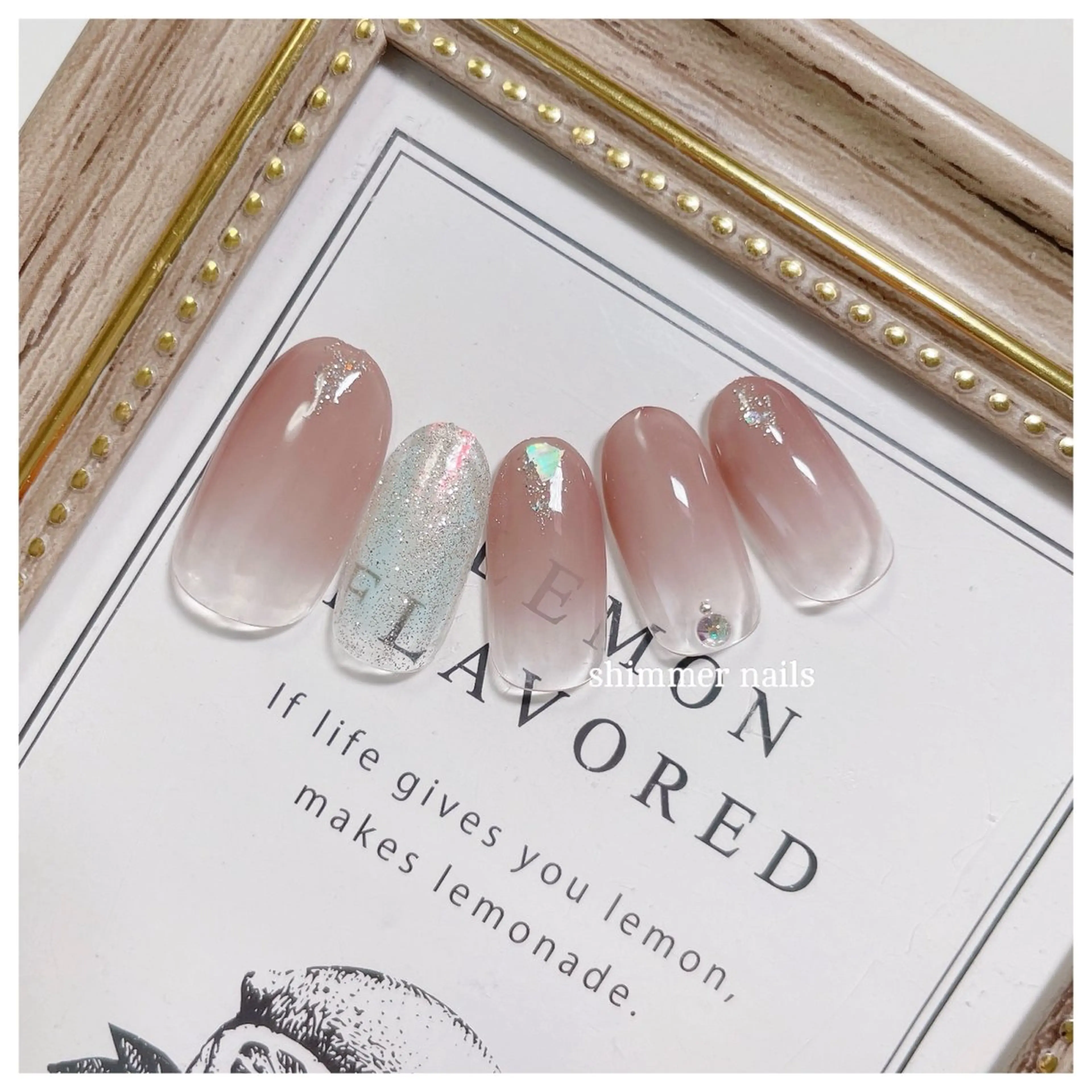 ネイル ピンク ピンクベージュ shimmer nailsのネイルデザイン