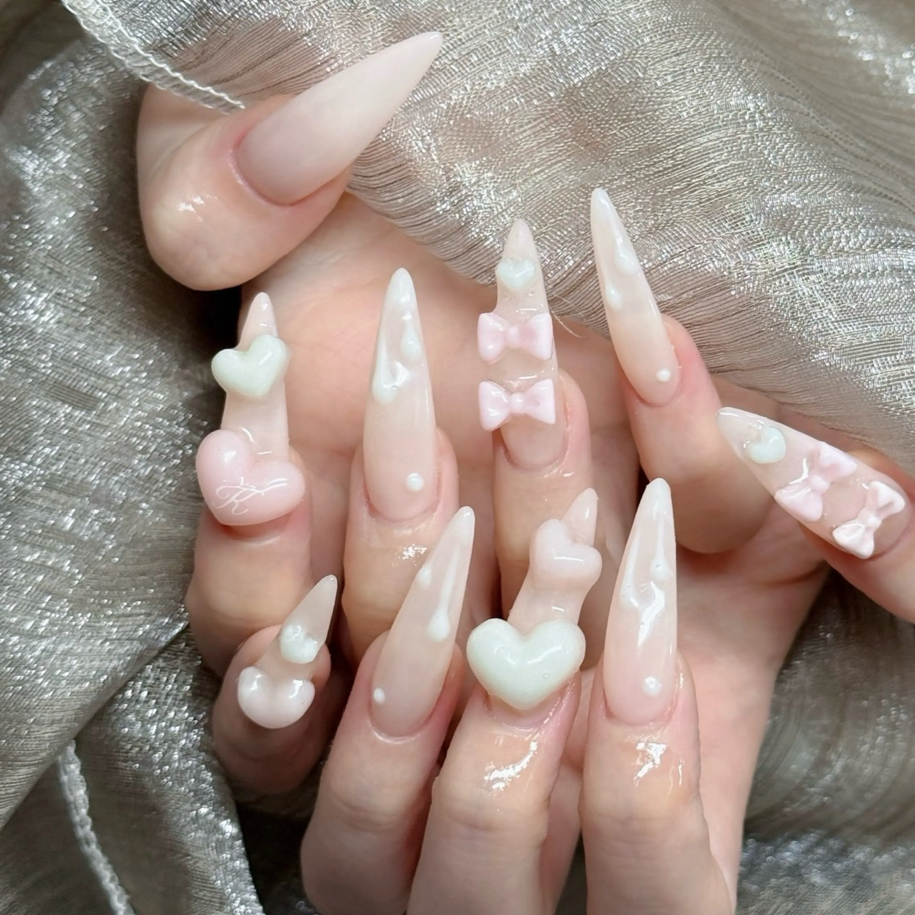 ネイル フットネイル フレンチネイル グラデーション 韓国ネイル ロングネイル ハンドネイル Hani Nail Salonのネイルデザイン