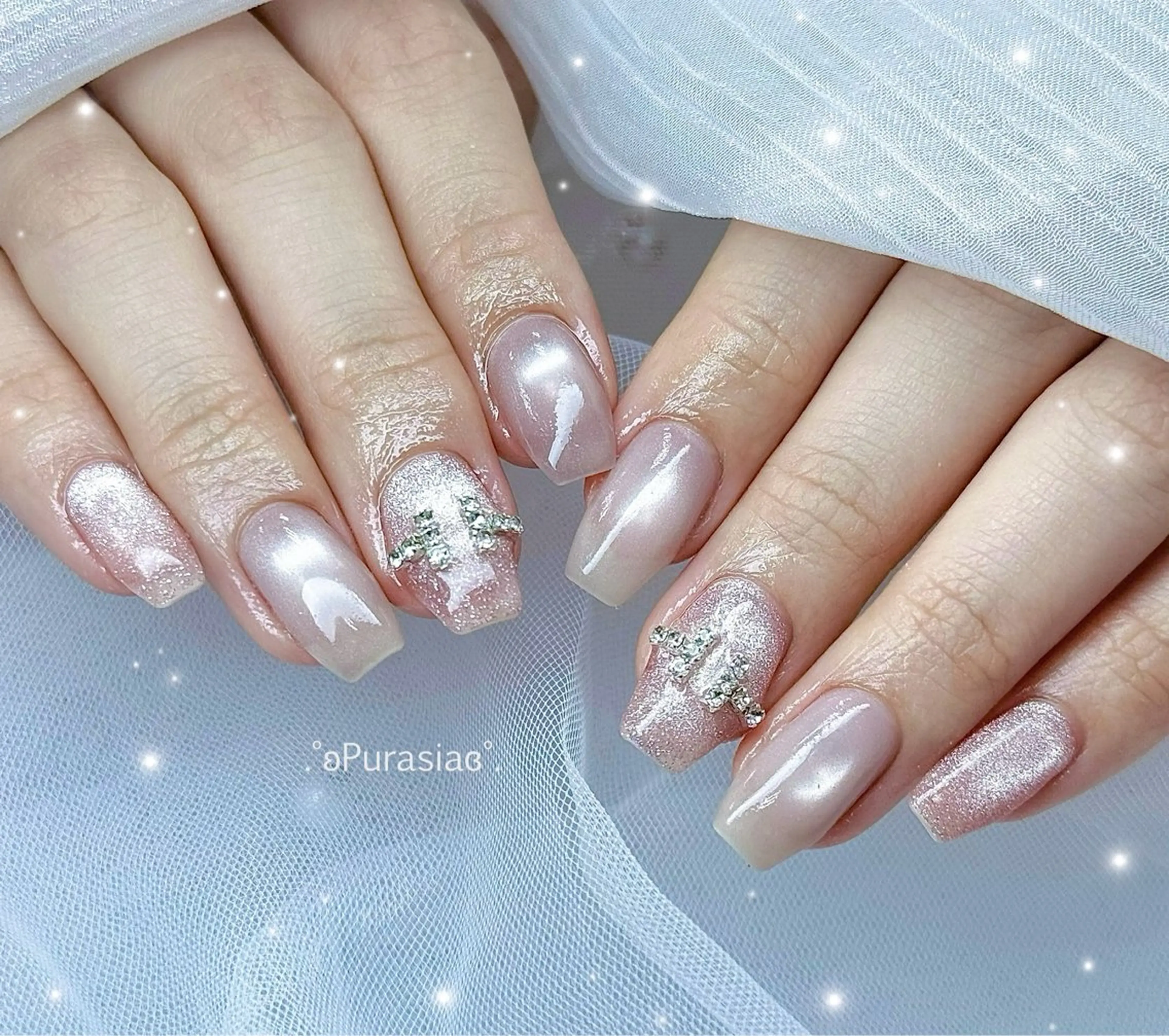 ネイル 韓国ネイル マグネットネイル ワンホンネイル ハンドネイル Purasia高橋✧ マグ/ワンホン/地雷のネイルデザイン