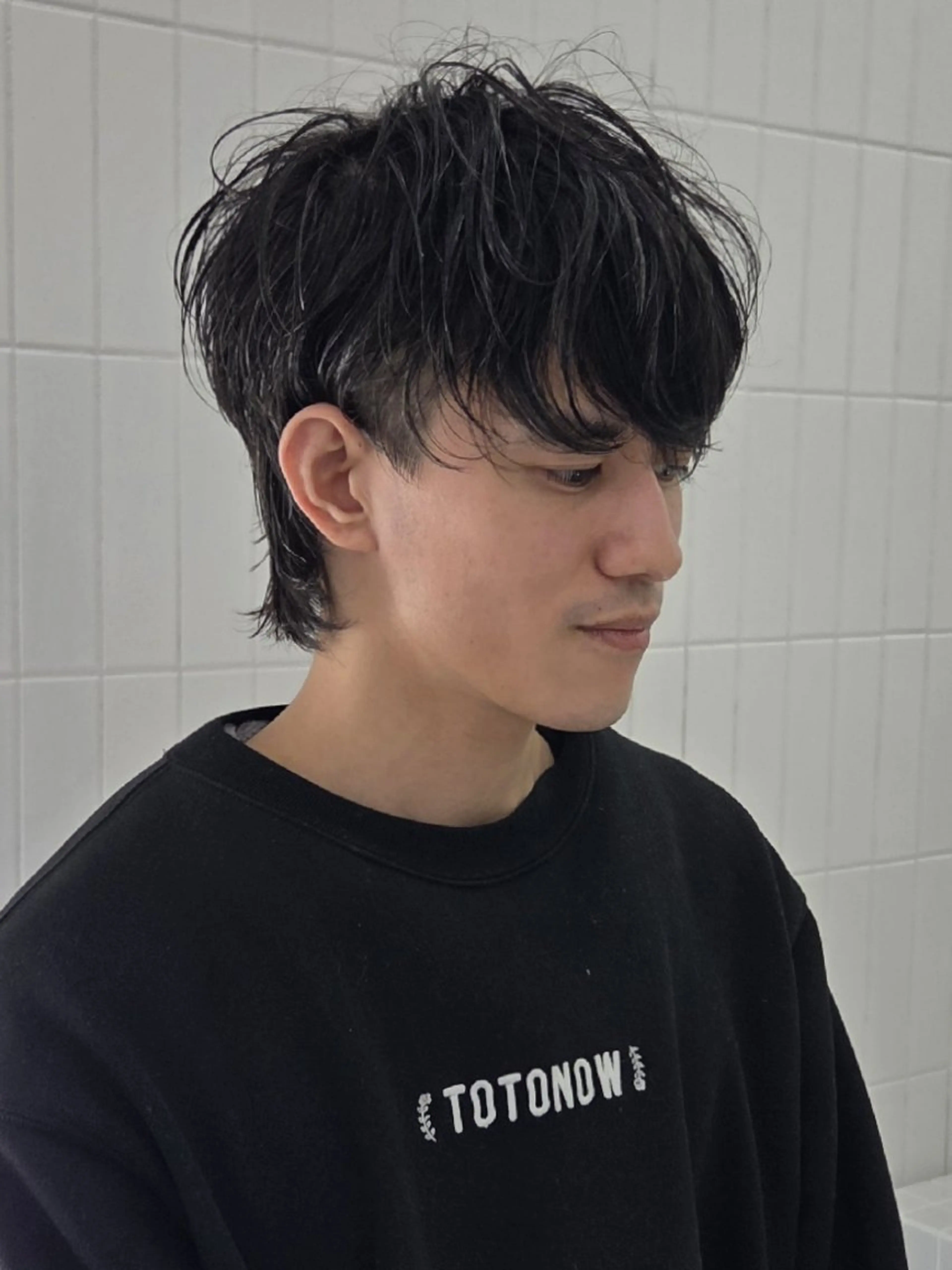 ショート メンズ くせ毛 カット ill 天神大名所属・YOKUTO 前下りボブ/レイヤーのヘアスタイル