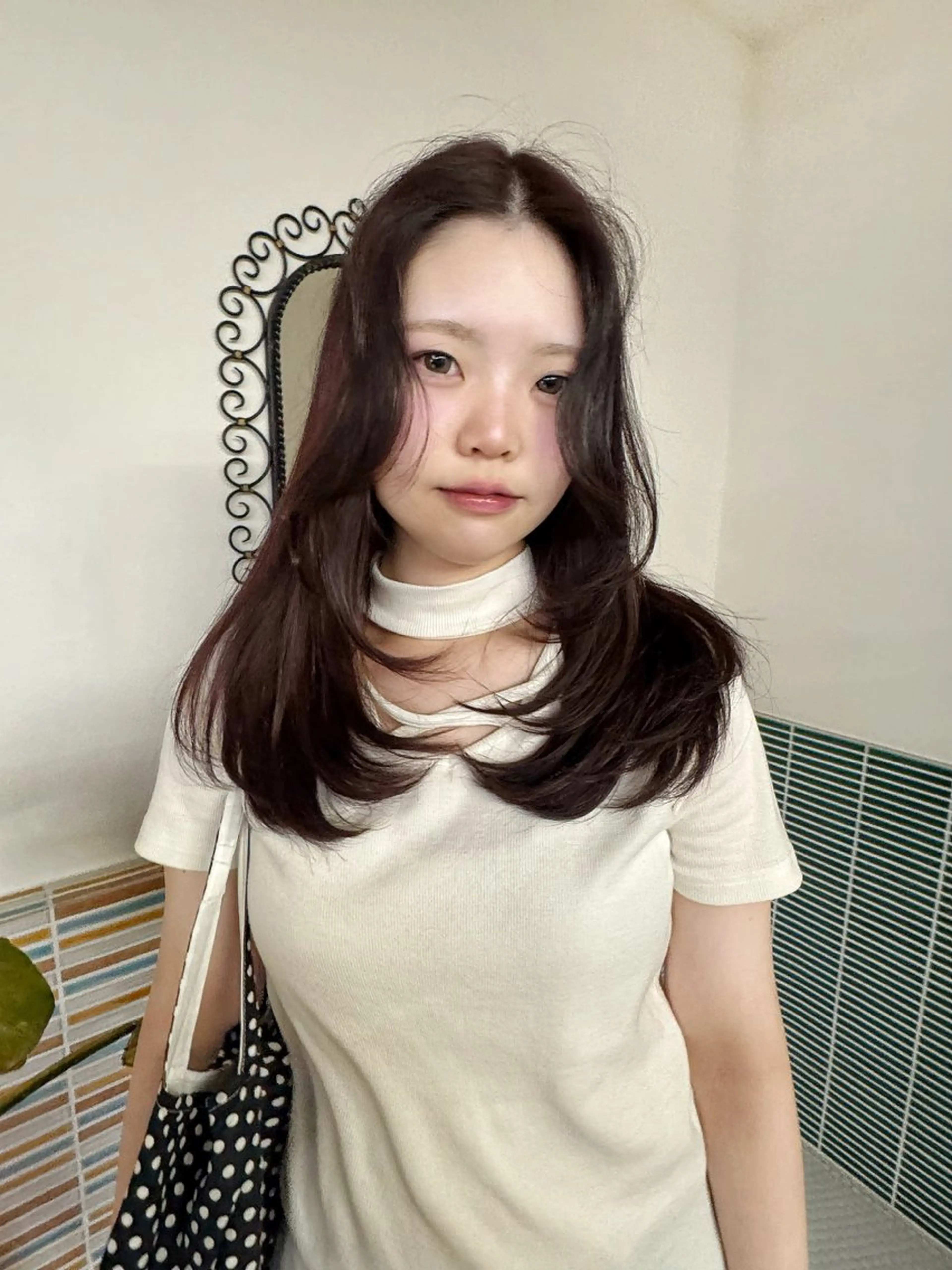 セミロング ヘアカラー 縮毛矯正/ブリーチ なしWカラー/みゆのヘアスタイル