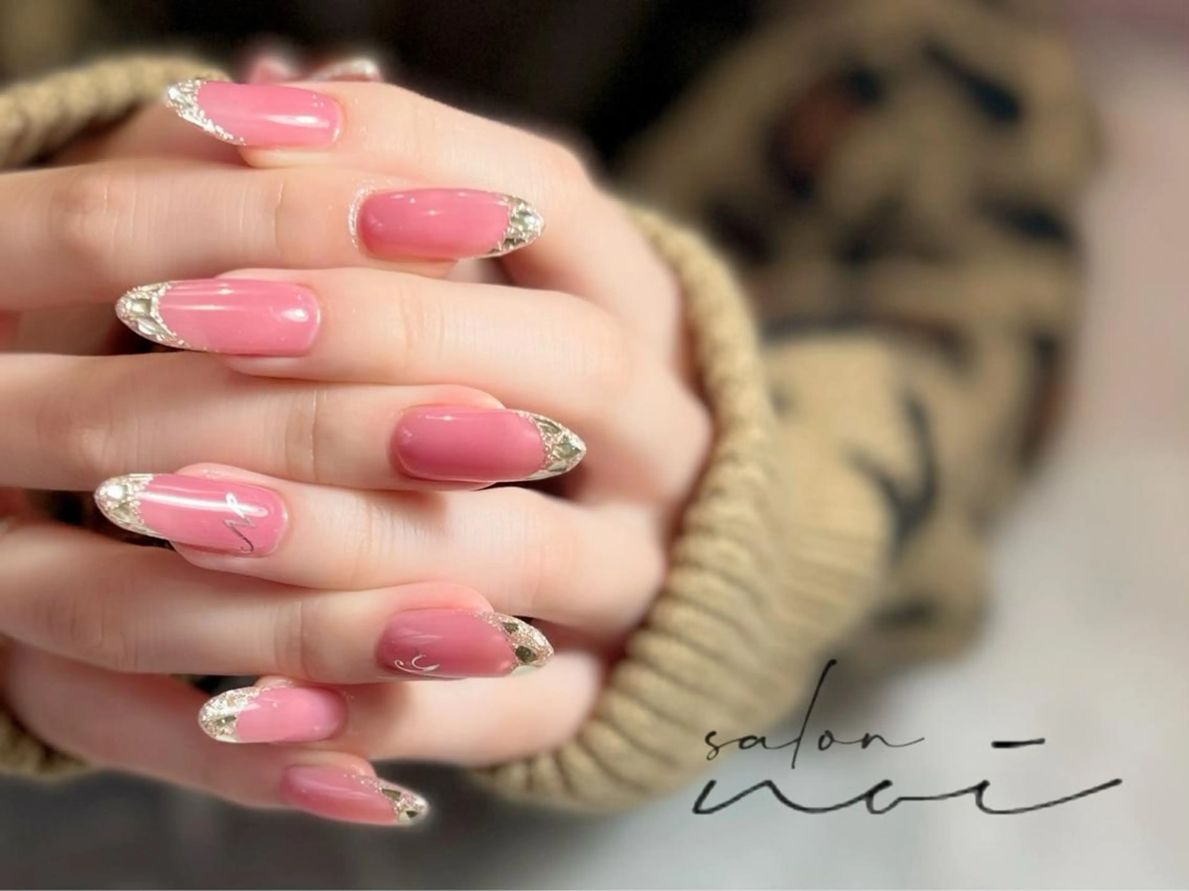 ネイル フレンチネイル ガラスフレンチ ピンク ハンドネイル salon noi所属・salon noiのネイルデザイン