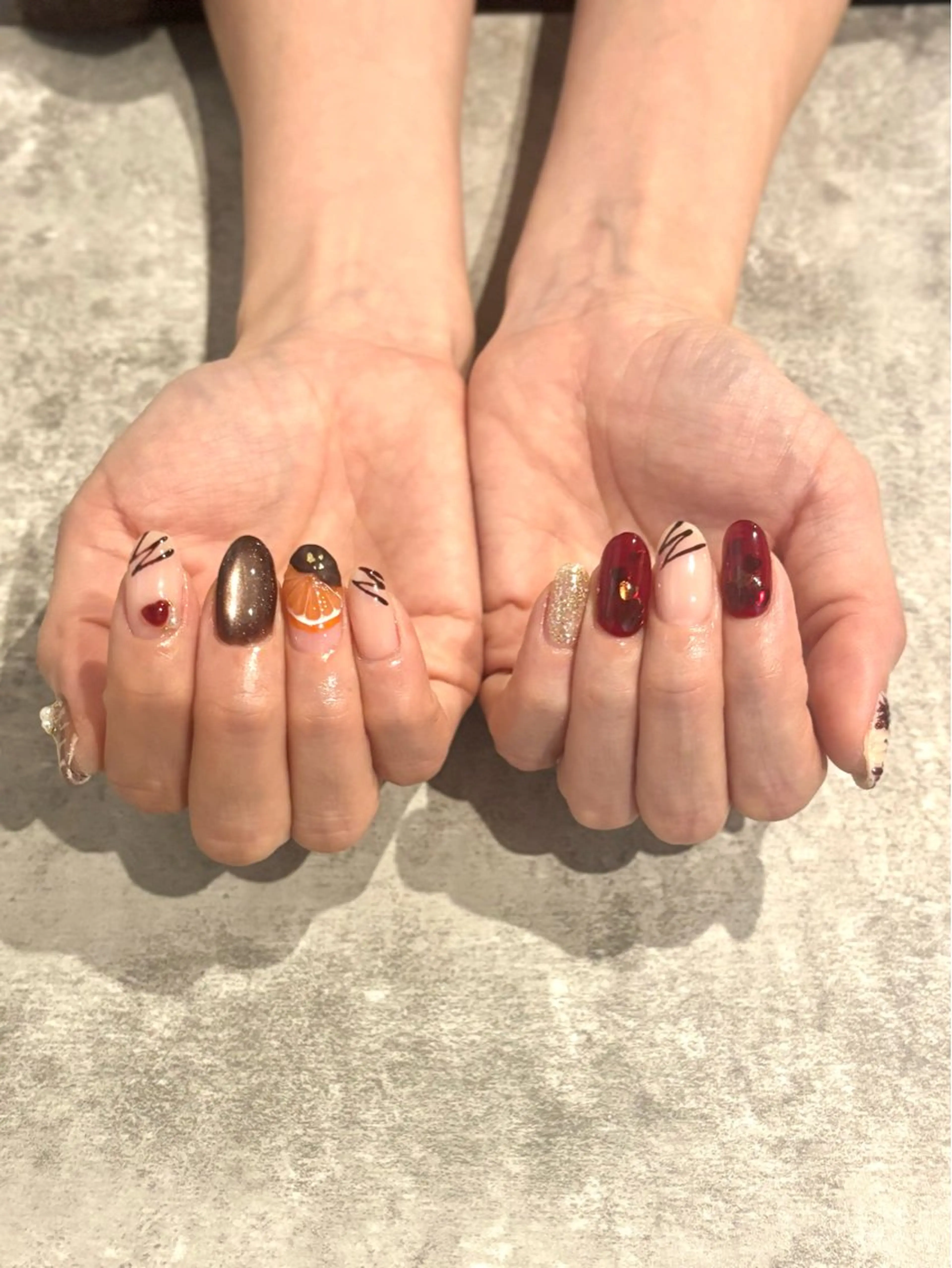 ネイル オレンジ バレンタイン NailSalon Lanale'a所属・ネイルサロン ラナレアのネイルデザイン