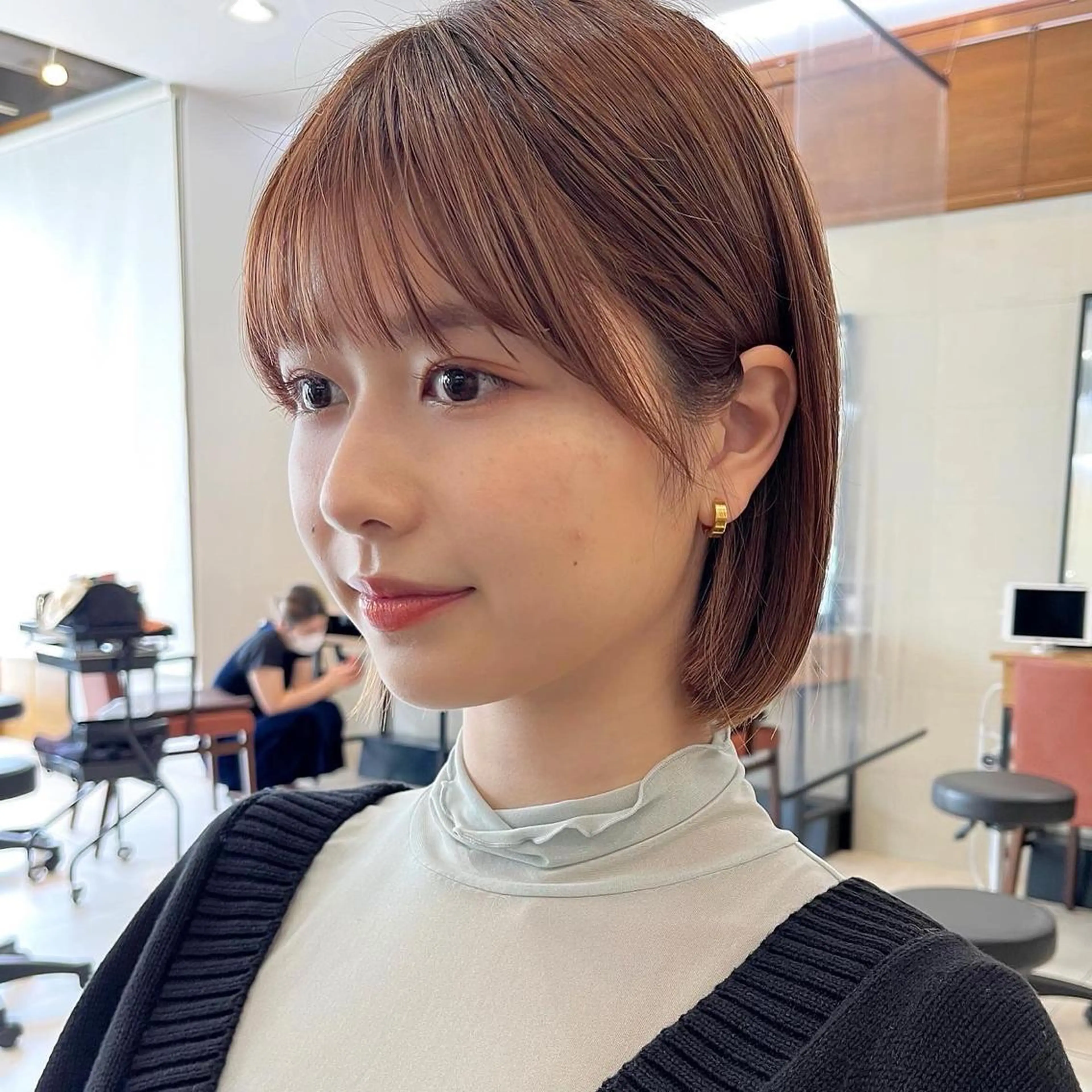 ミディアム カラー カット ヘアカラー トリートメント 🌱小顔ヘア/ボブ ミディアム/双葉🌱のヘアスタイル