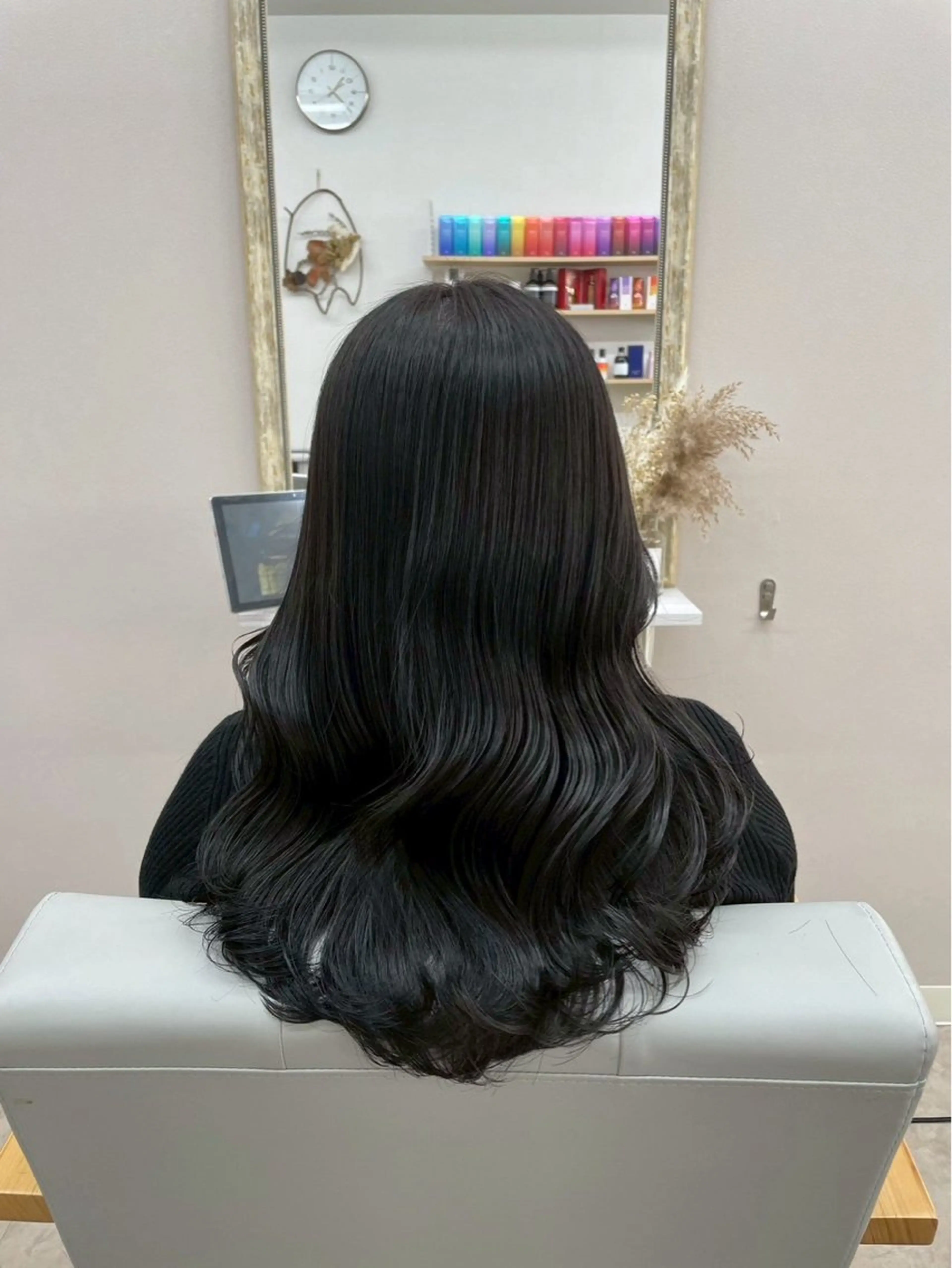 ロング カラー 黒髪 ブルーカラー ブルーブラック トリートメント ヘアカラー トリートメント 《luna》 ayaneのヘアスタイル