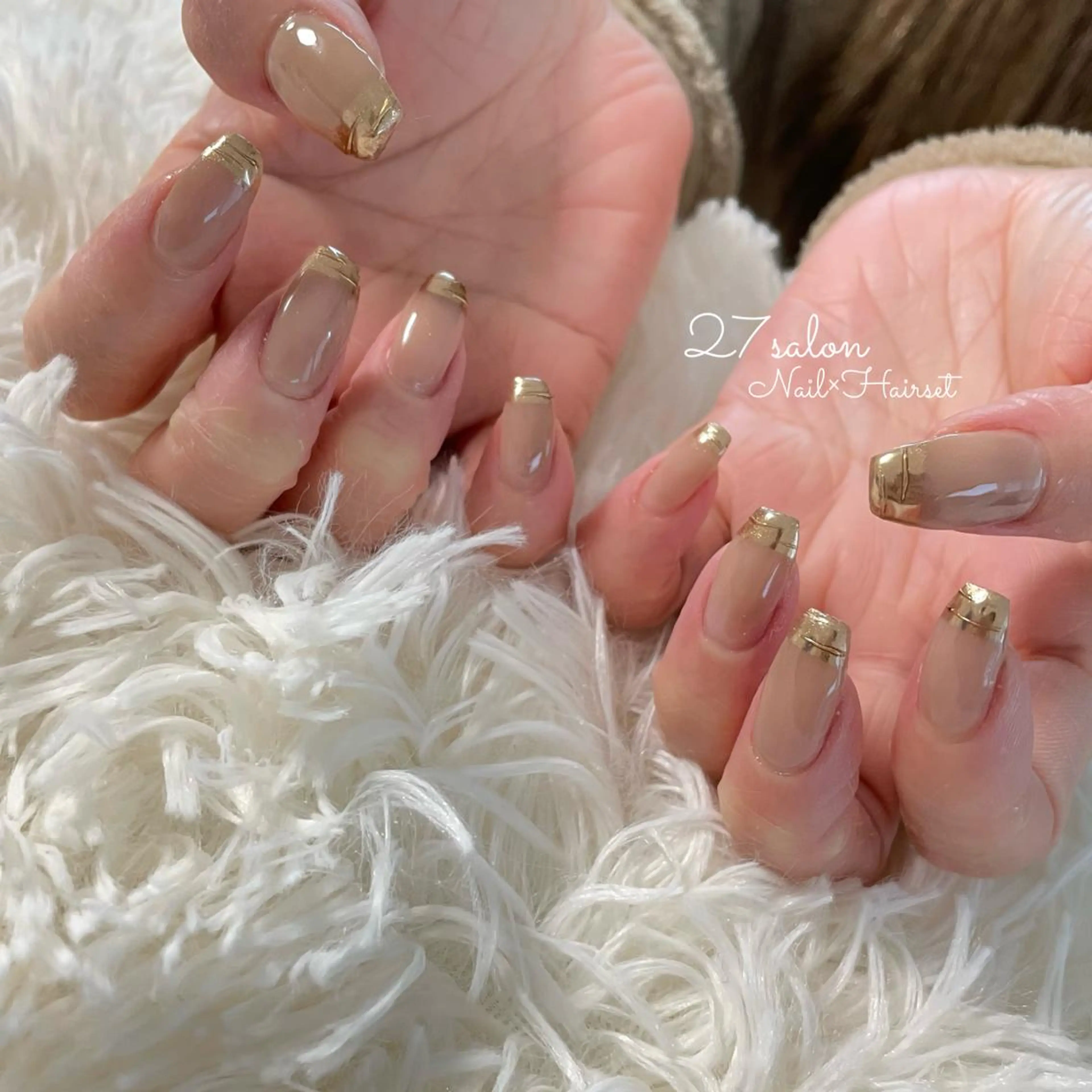 ネイル フレンチネイル ミラーネイル 27salon yuinaのネイルデザイン