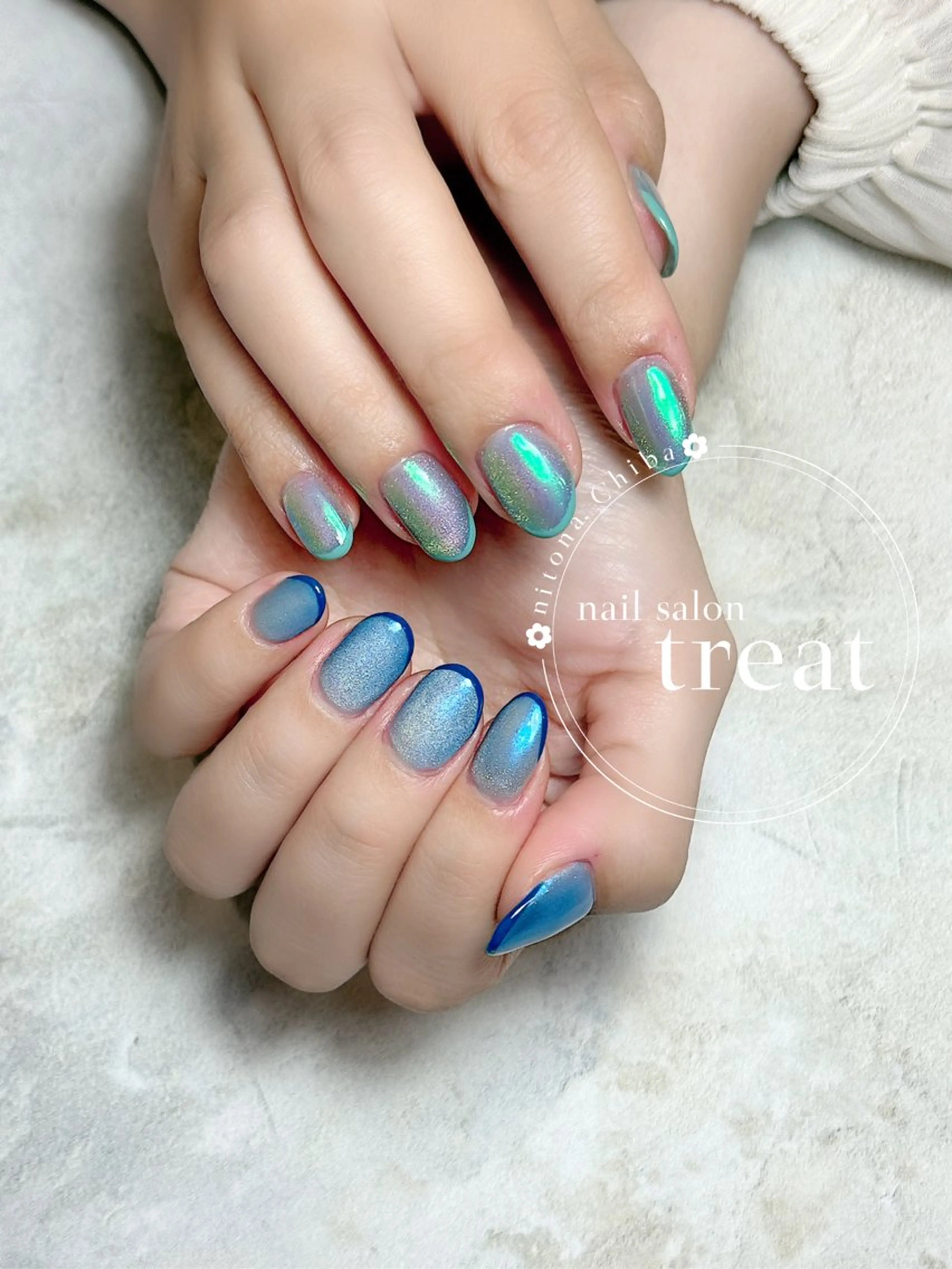 ネイル オーロラネイル フレンチネイル マグネットネイル シンプルネイル nail salon treat あいのネイルデザイン