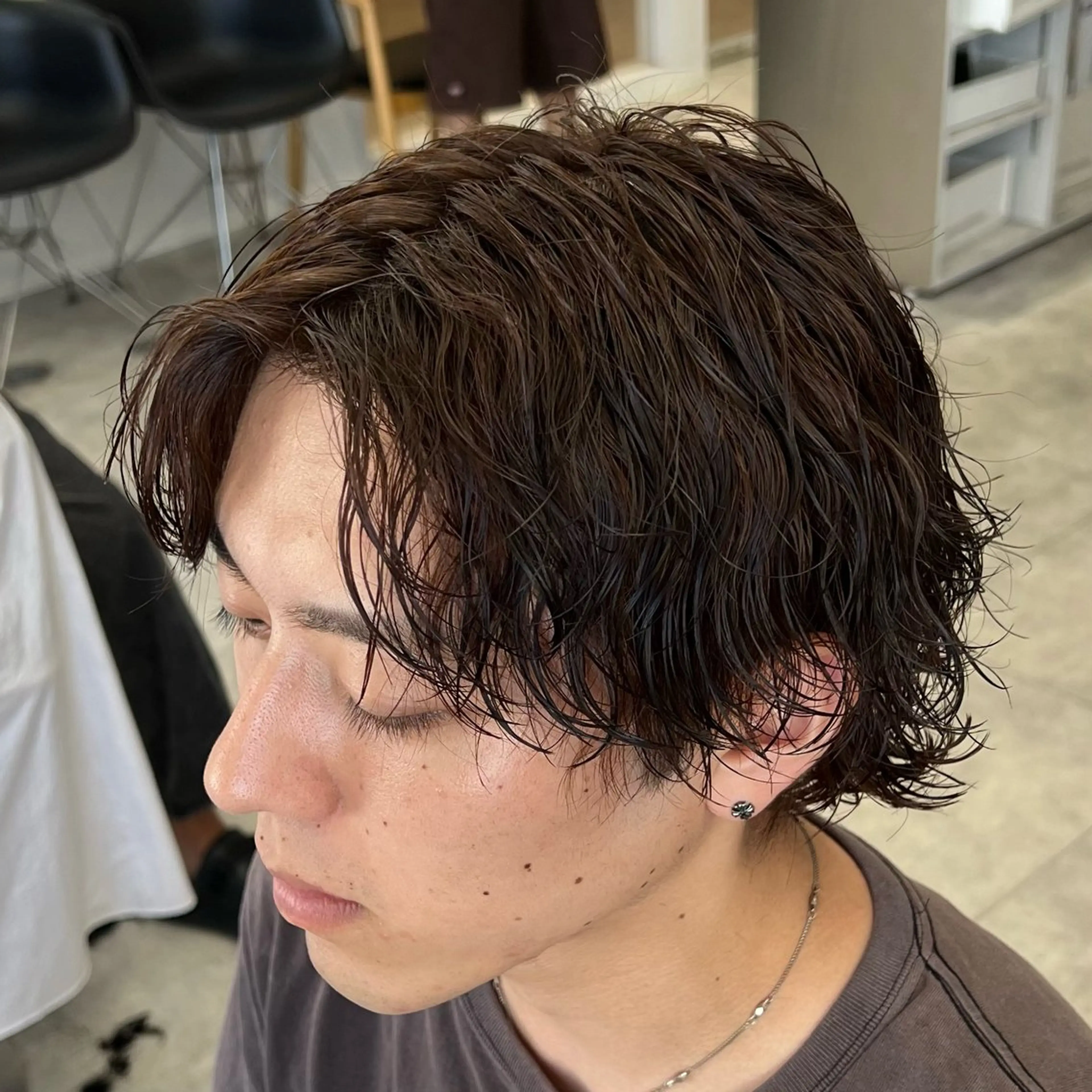 ミディアム パーマ メンズ カット パーマ メンズパーマ/波巻き 新潟/万代/夏芽🎀のヘアスタイル