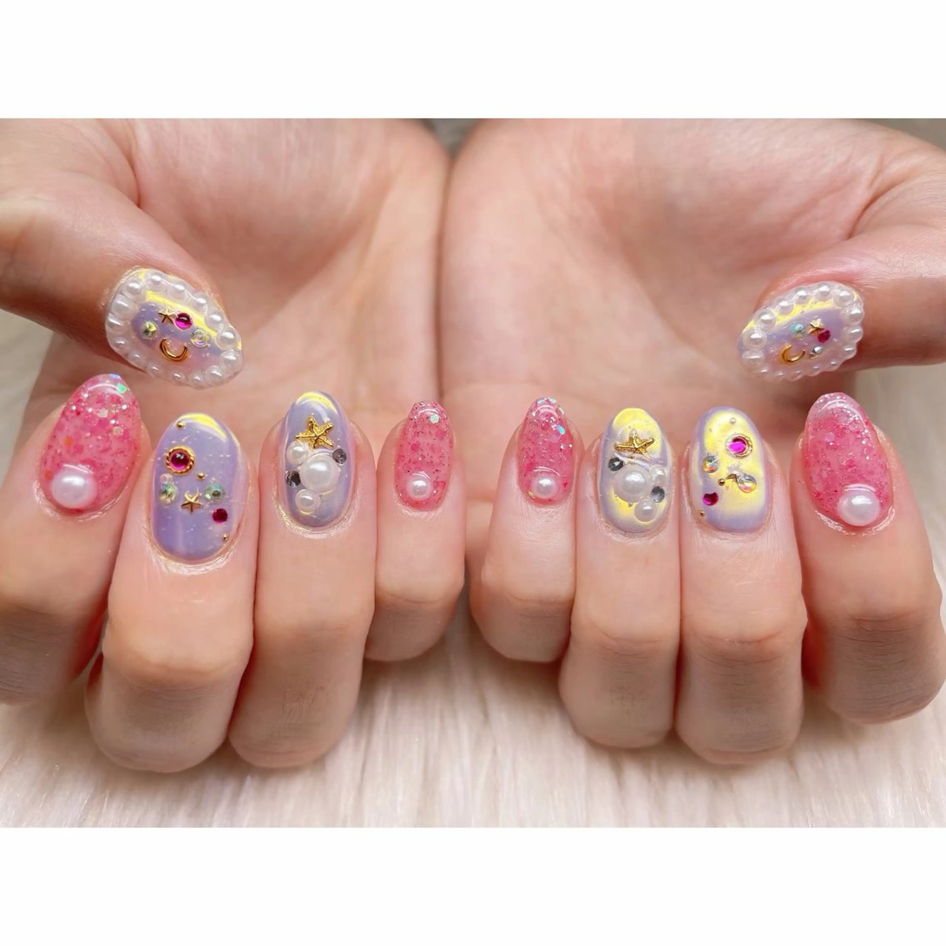 ネイル フレンチネイル ラメ(グリッター) ラメグラデーション マグネットネイル オフィスネイル ハンドネイル ティーエヌ 金山駅東口店のネイルデザイン