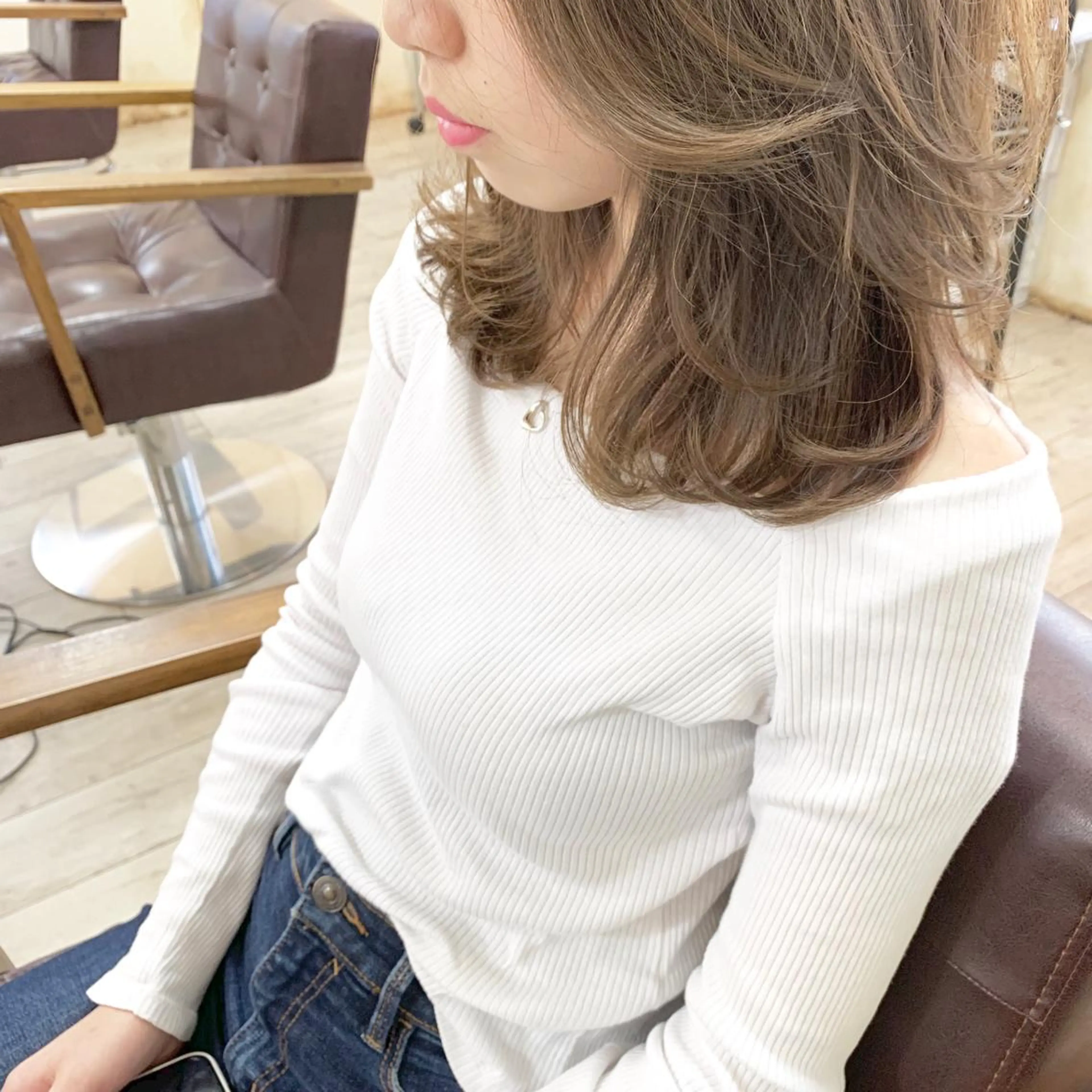 セミロング カラー パーマ ヘアアレンジ ネイル マツエク・マツパ グレージュ ◆感動口コミ/最小顔 理論カット◆森口 峻のヘアスタイル