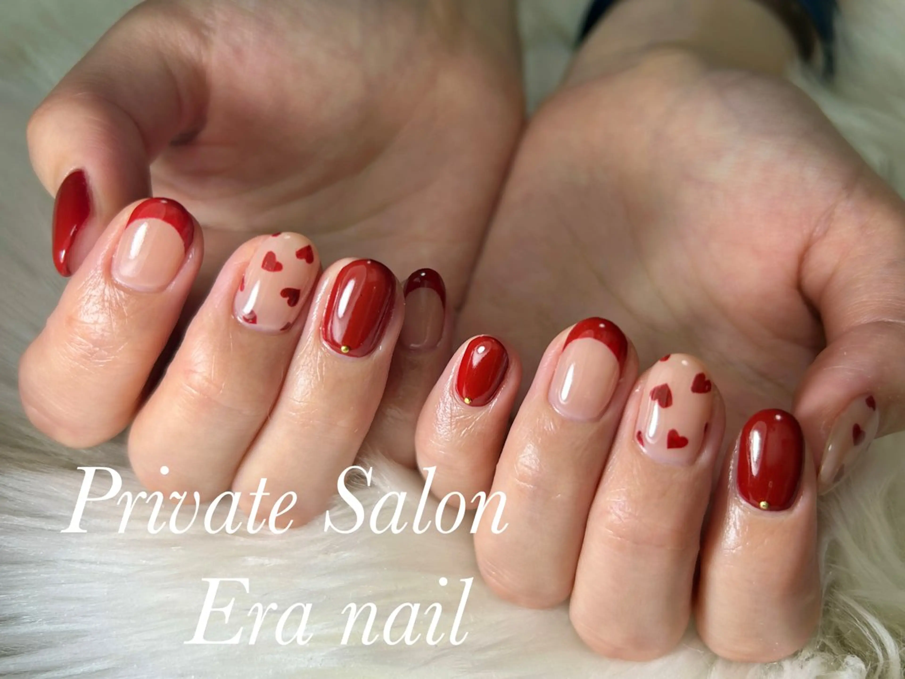 ネイル ボルドー ハート Era nailのネイルデザイン