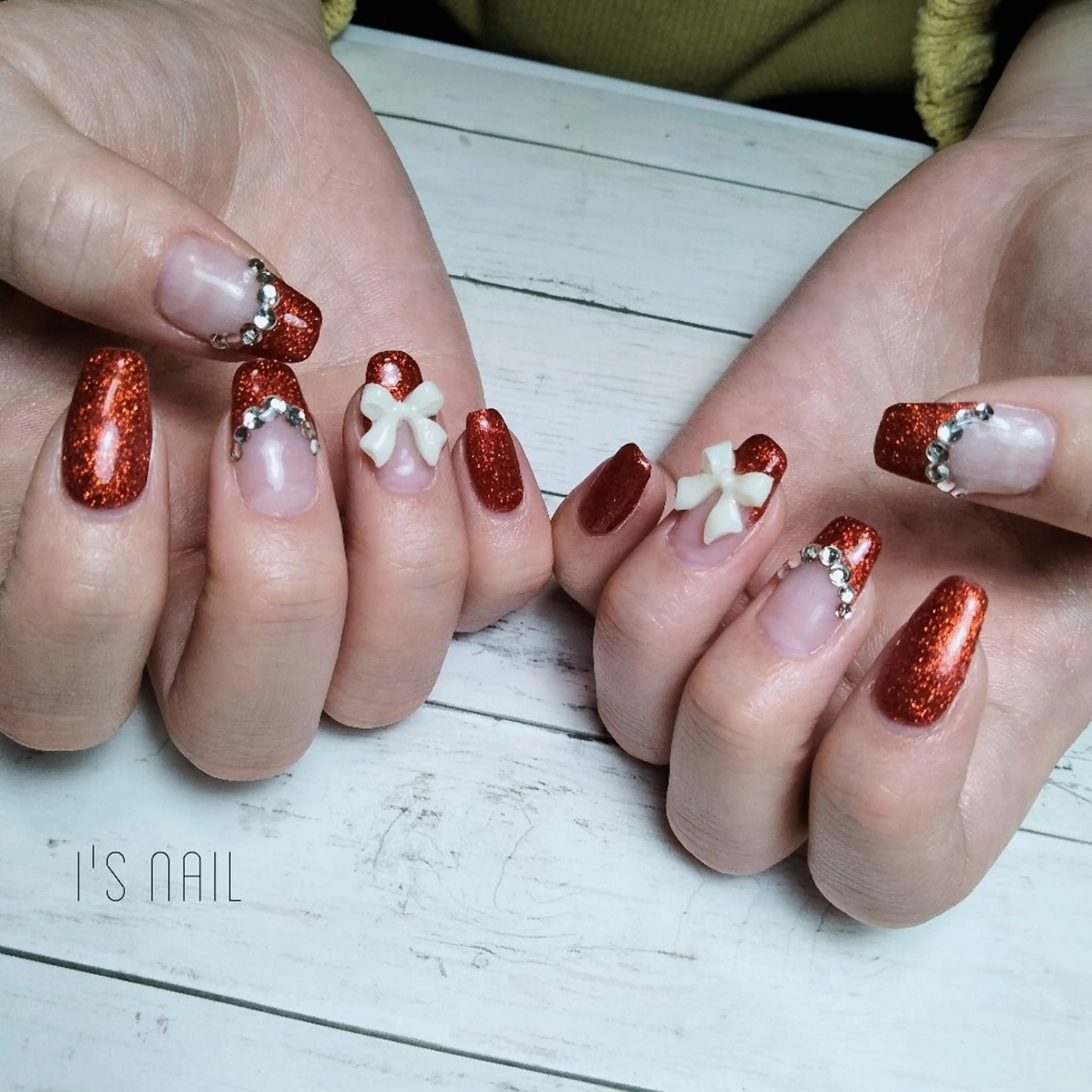 ネイル リボン I'S nail 佐野のネイルデザイン