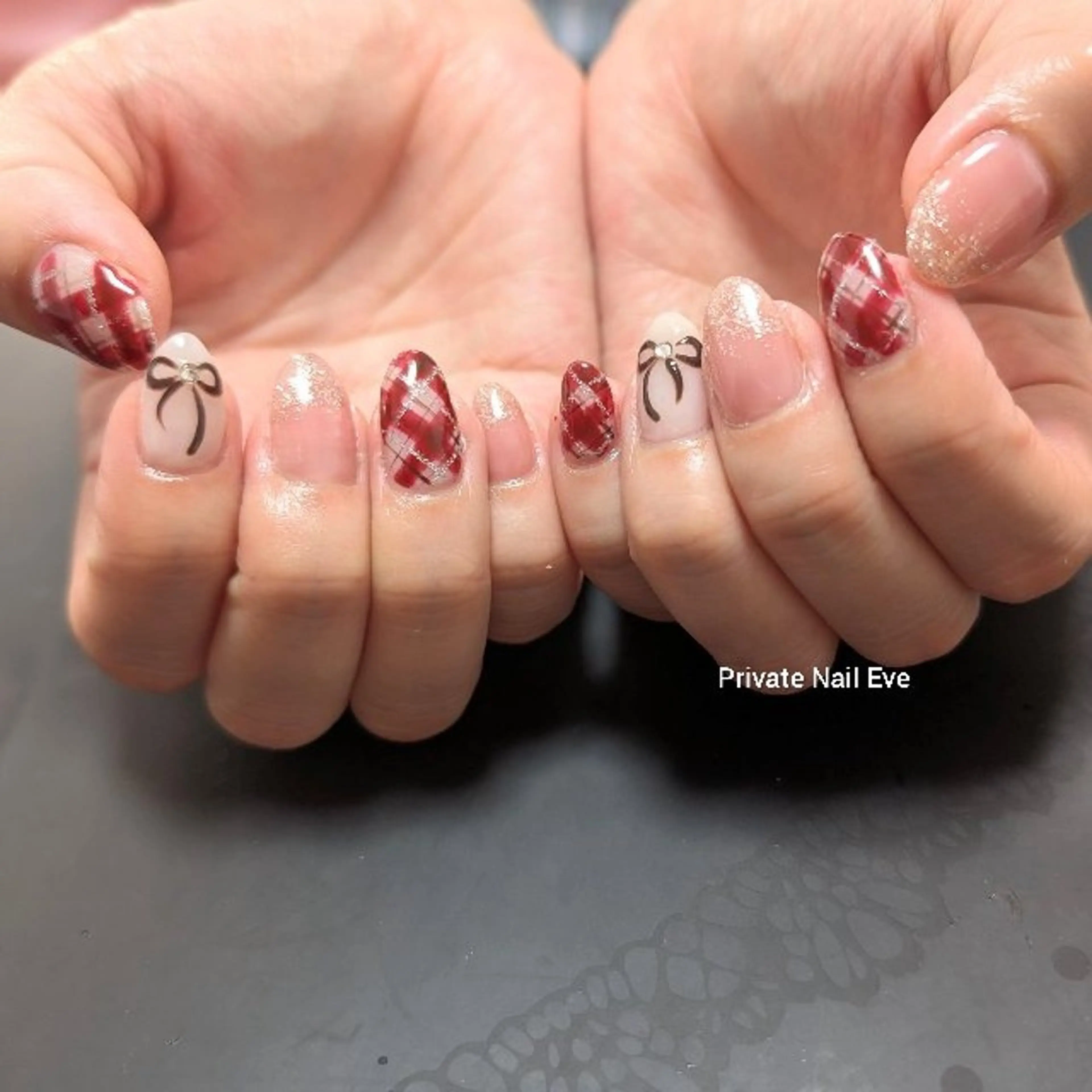 ネイル 持ち込み リボン ハンドネイル ネイル junkoのネイルデザイン