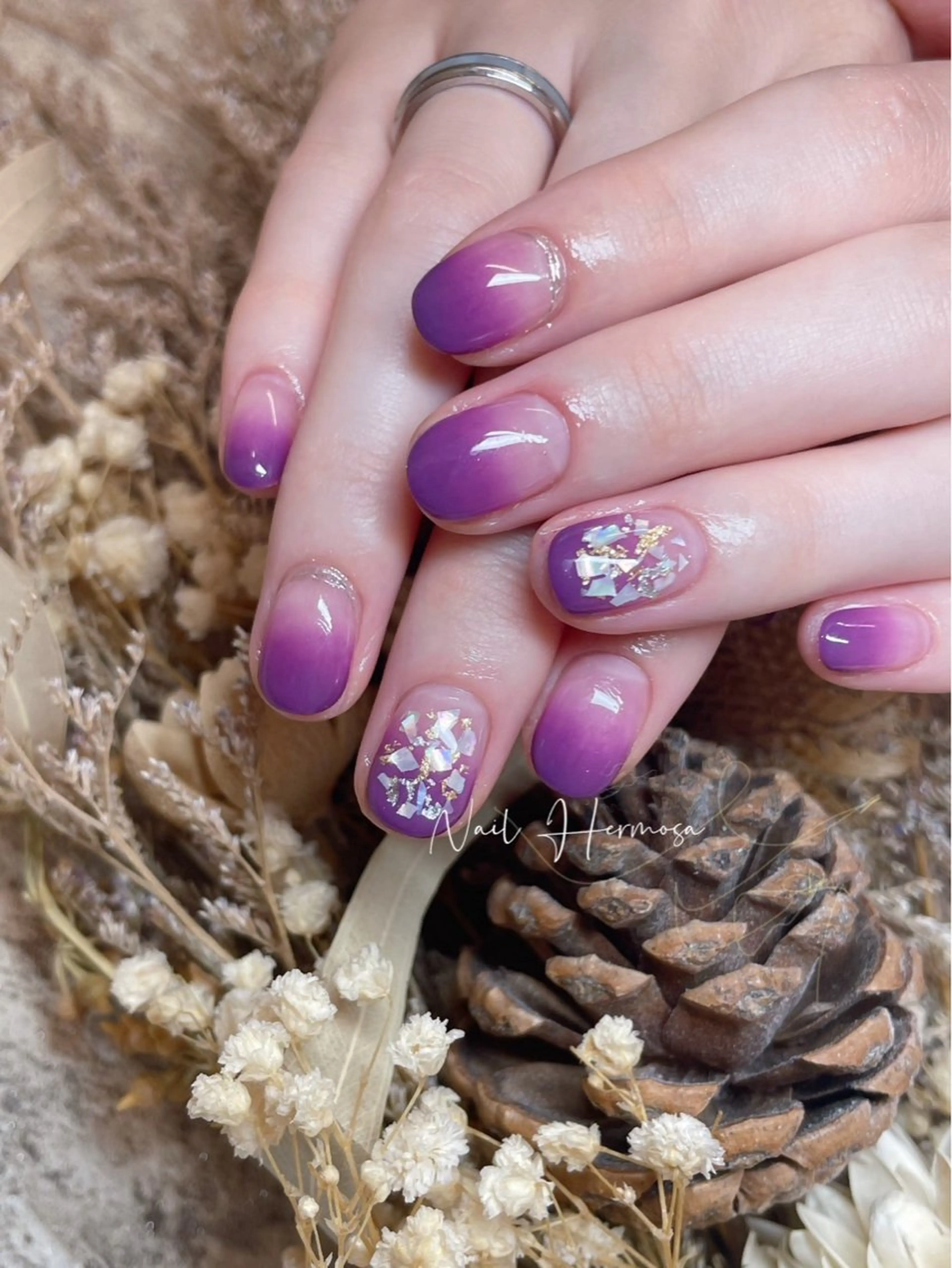 ネイル 長さ出し フラッシュネイル フットネイル ジェルネイル マグネットネイル ハンドネイル エルモサ YURIKAのネイルデザイン