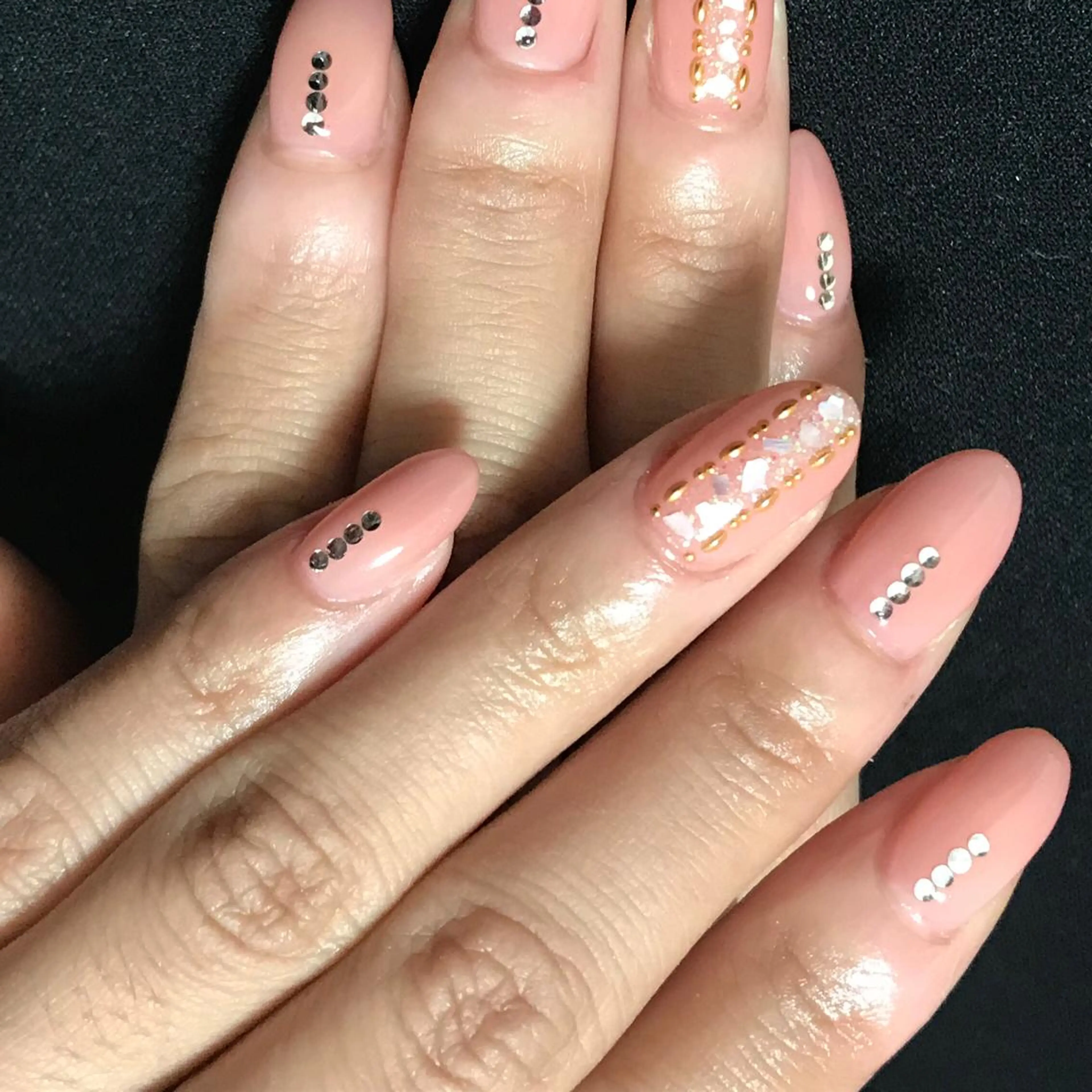 ネイル オフィスネイル ワンカラーネイル ピンク シンプルネイル ストーンネイル ステラ marikominoのネイルデザイン