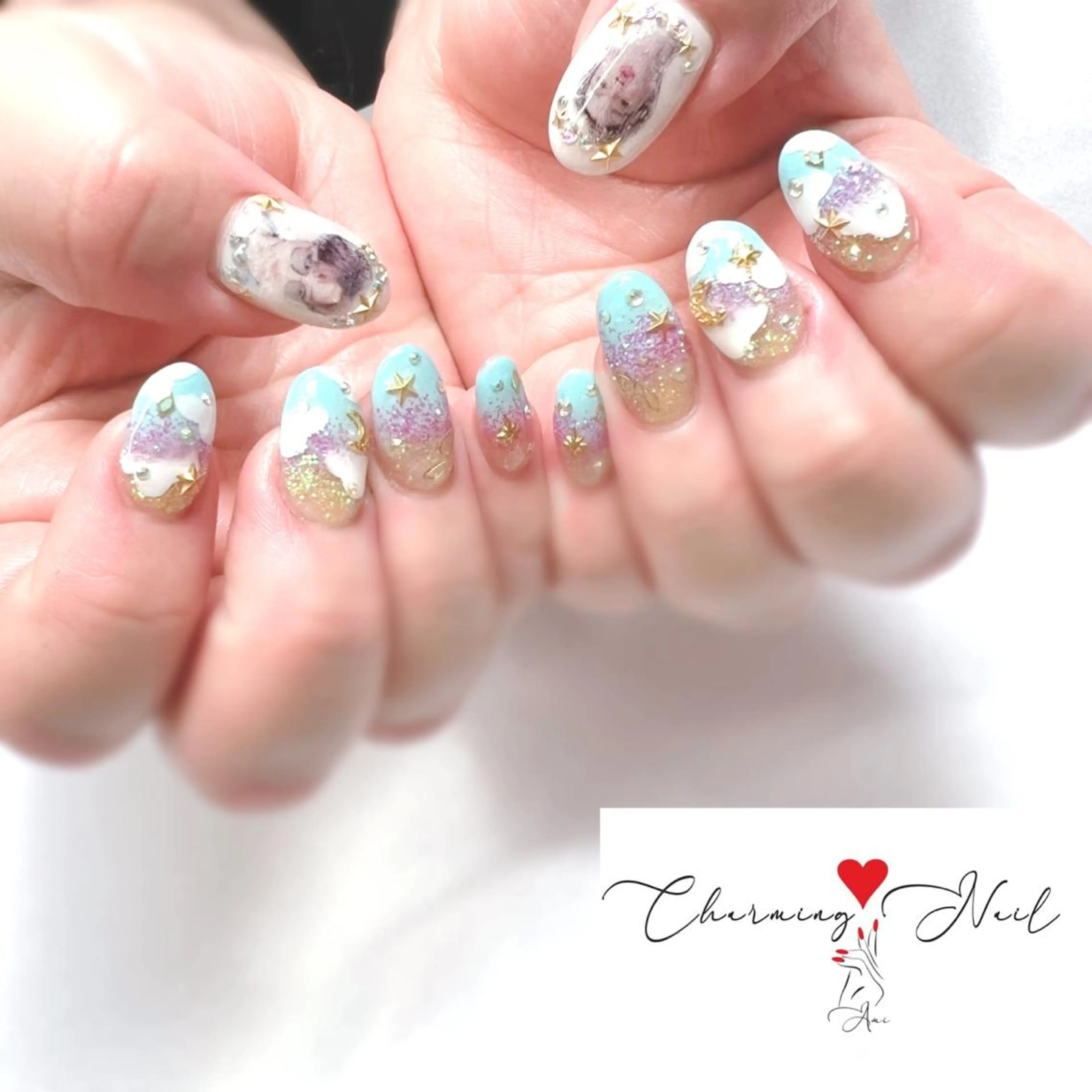 ネイル ブルー キラキラネイル ラメ(グリッター) 持ち込み スカルプネイル Charming❤️Nail所属・Nailist Amiのその他イメージ