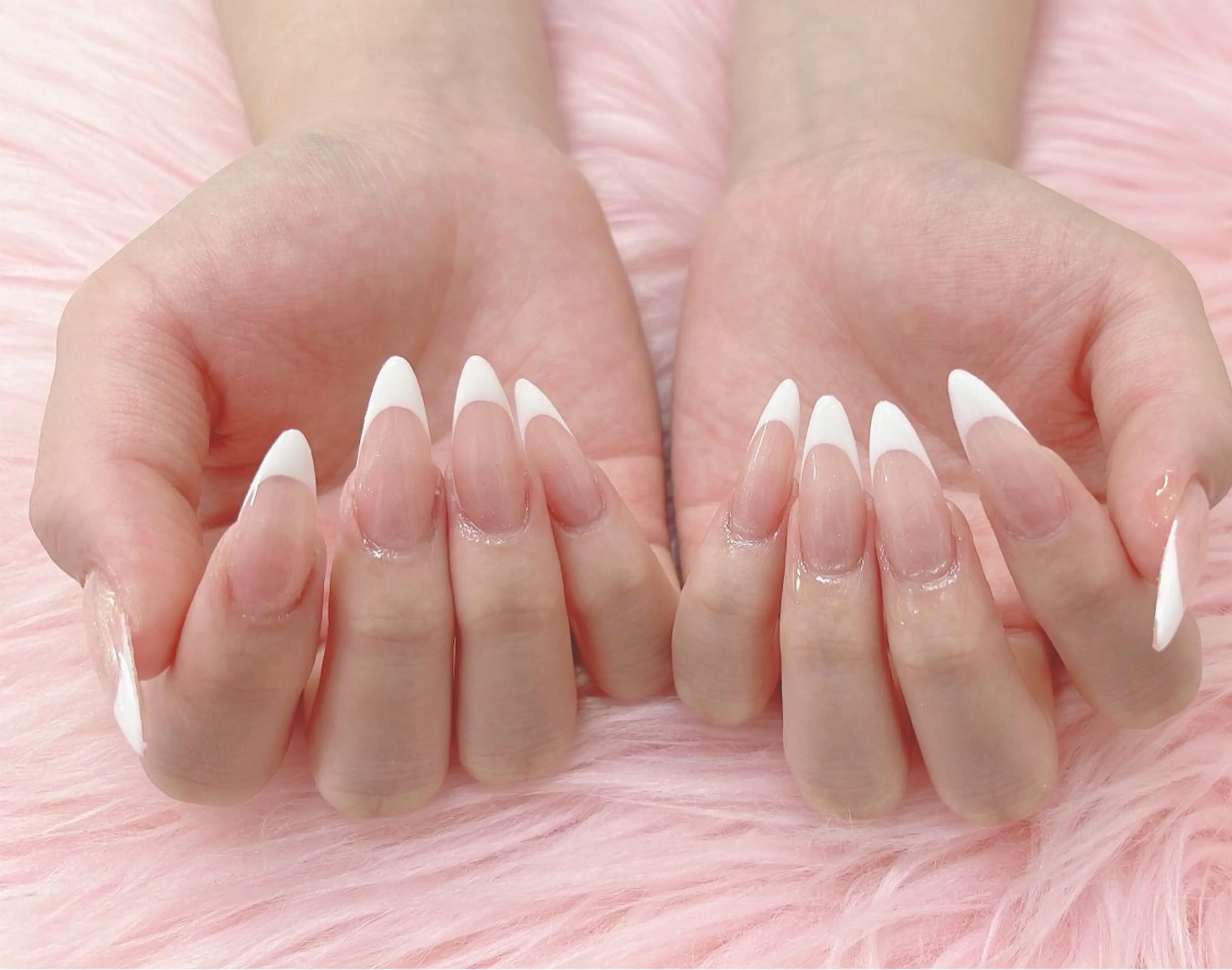 ★チップスカルプ★長さだしバーチャルフレンチorガラスフレンチ。ベース色選べますの写真