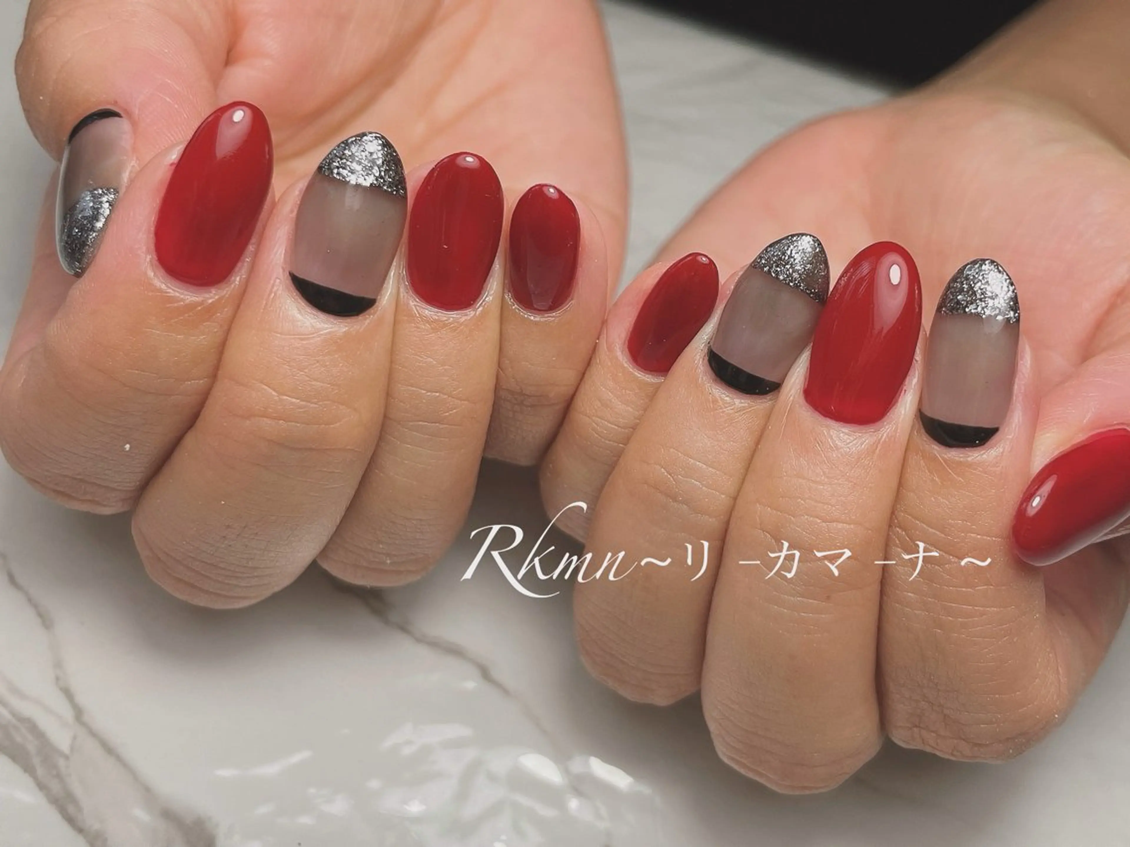 ネイル アートネイル ボルドー 春ネイル ハンドネイル フットネイル ハンドケア Rkmn ~リ-カマ-ナ~のネイルデザイン