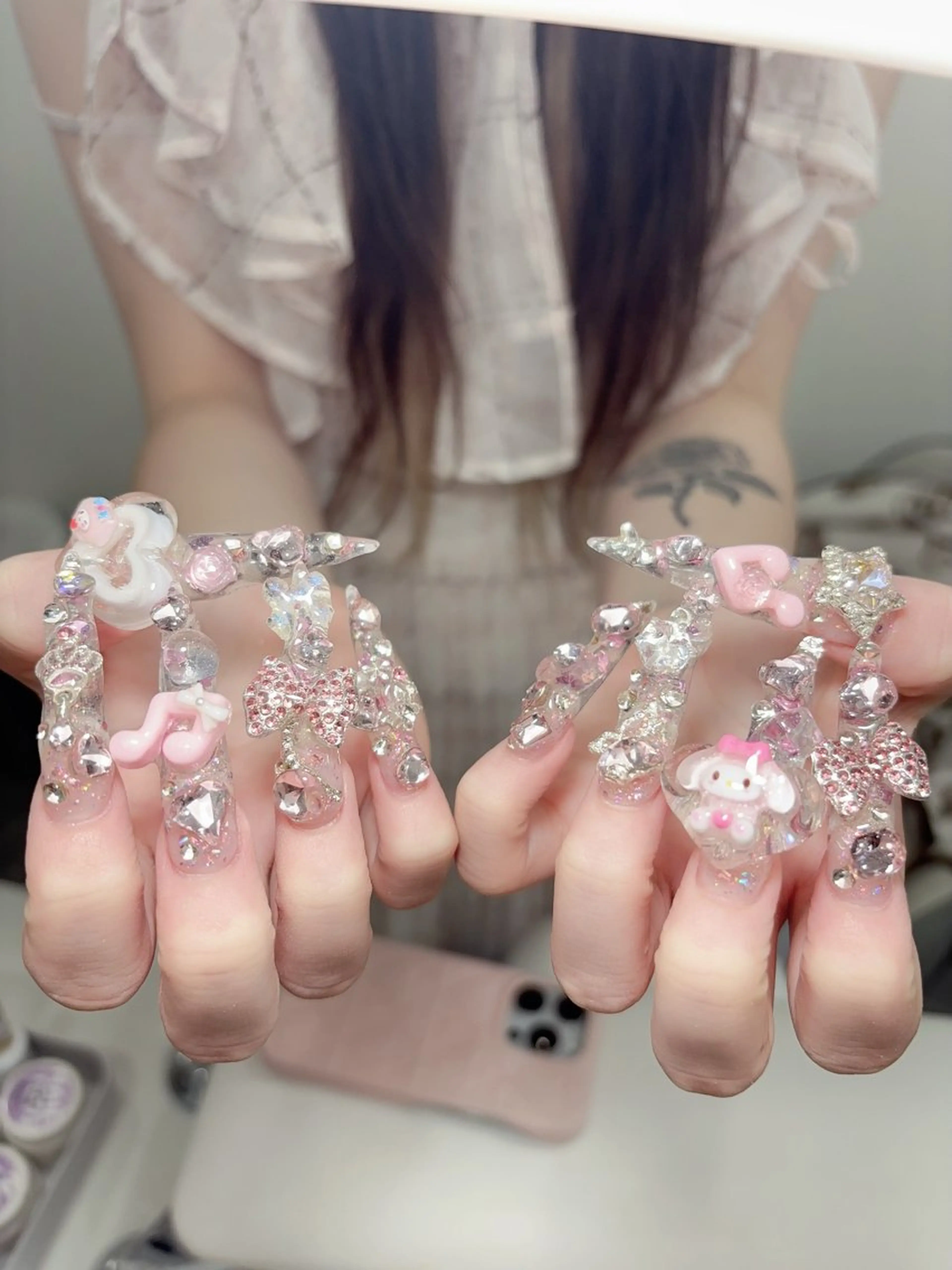 ネイル ハロウィン キラキラネイル 韓国ネイル スカルプネイル ハンドネイル MoMoA Nail ネイル長さ出し専門店のネイルデザイン