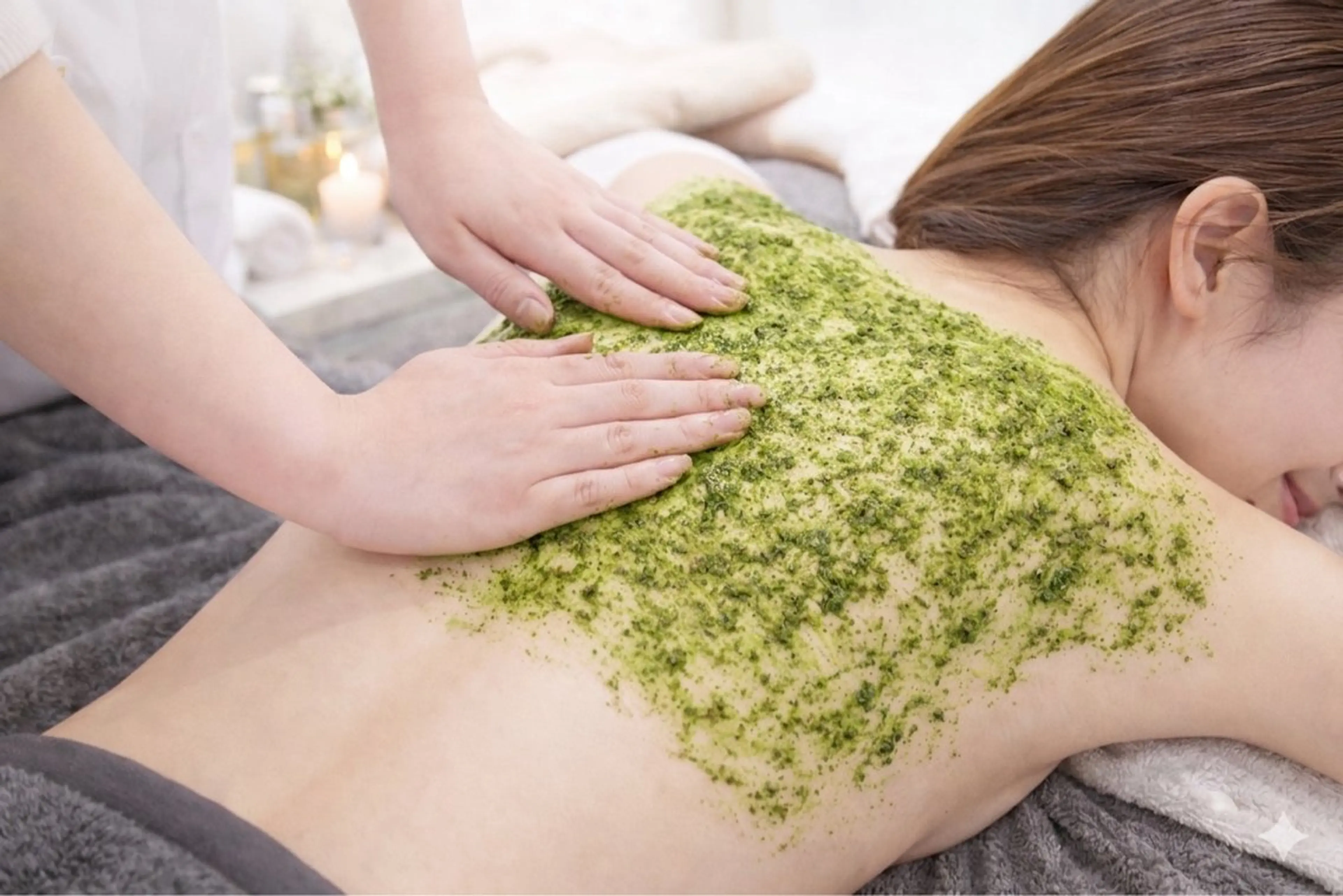 【ボディ】ハーブピーリング剥離あり(ハードタイプ) +セラミドジェルパック🌿背中ニキビ/二の腕のザラつきの写真